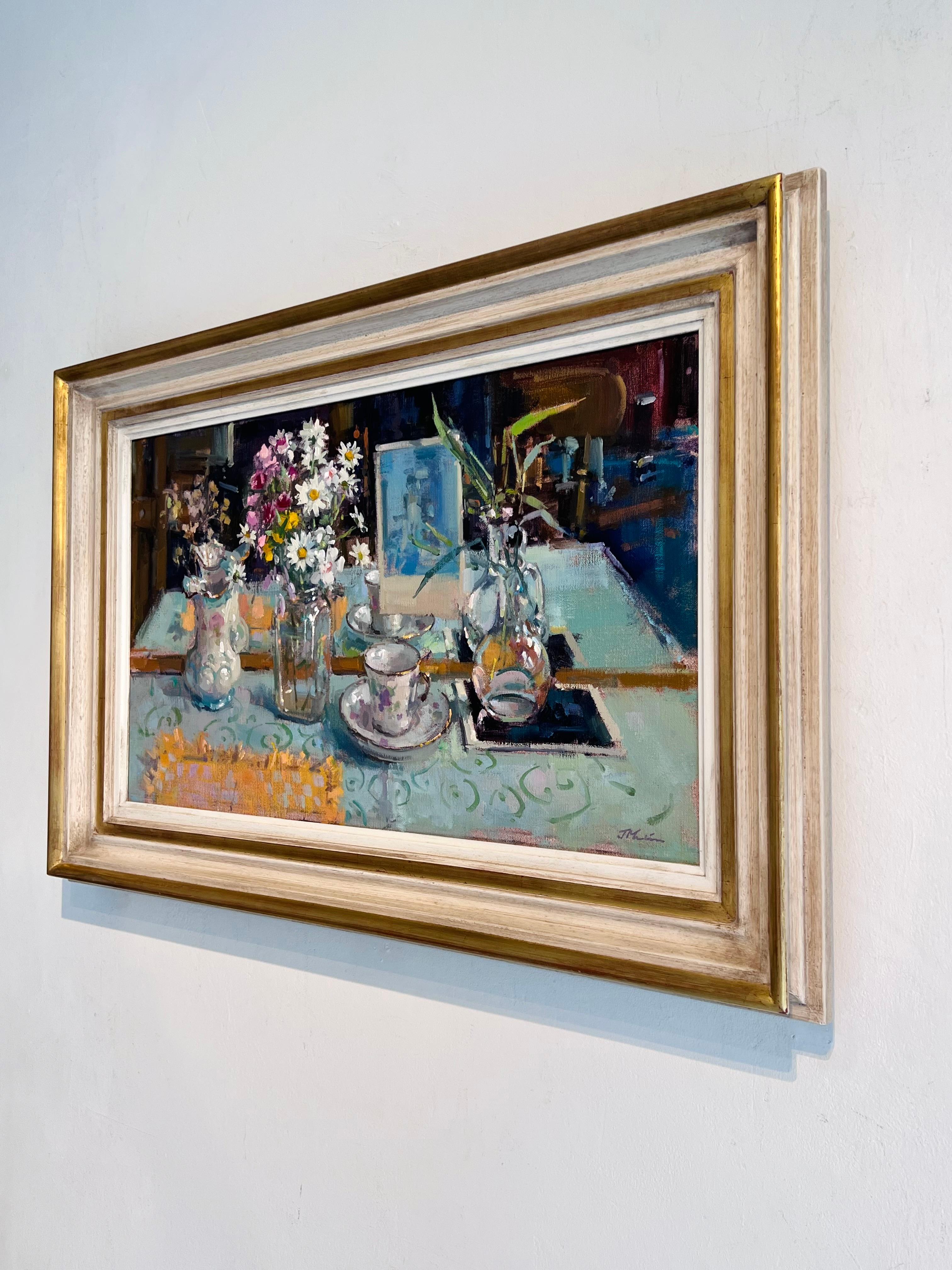 Sommerblumen - original florales impressionistisches Ölgemälde - zeitgenössische Kunst (Impressionismus), Painting, von John D Martin RBA