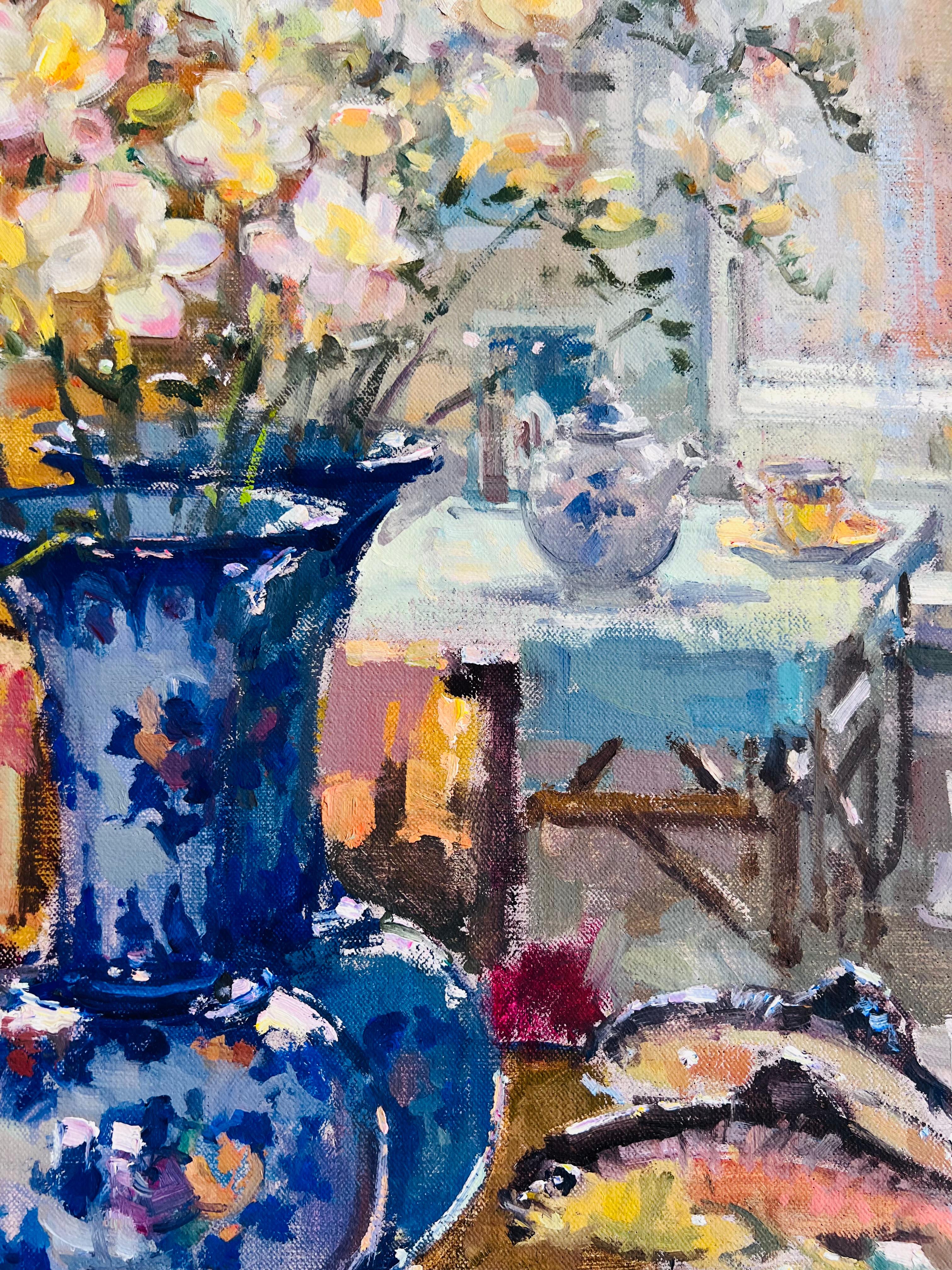 Die portugiesische Vase mit Freishas-originale Stillleben Malerei-zeitgenössische Kunst (Grau), Abstract Painting, von John D Martin RBA