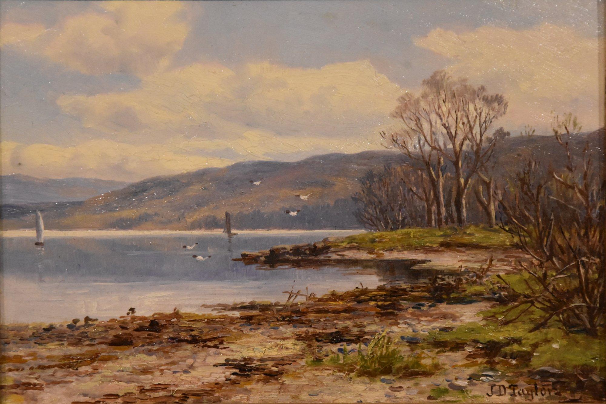 Peinture à l'huile « By The Lockside » de John D Taylor 1