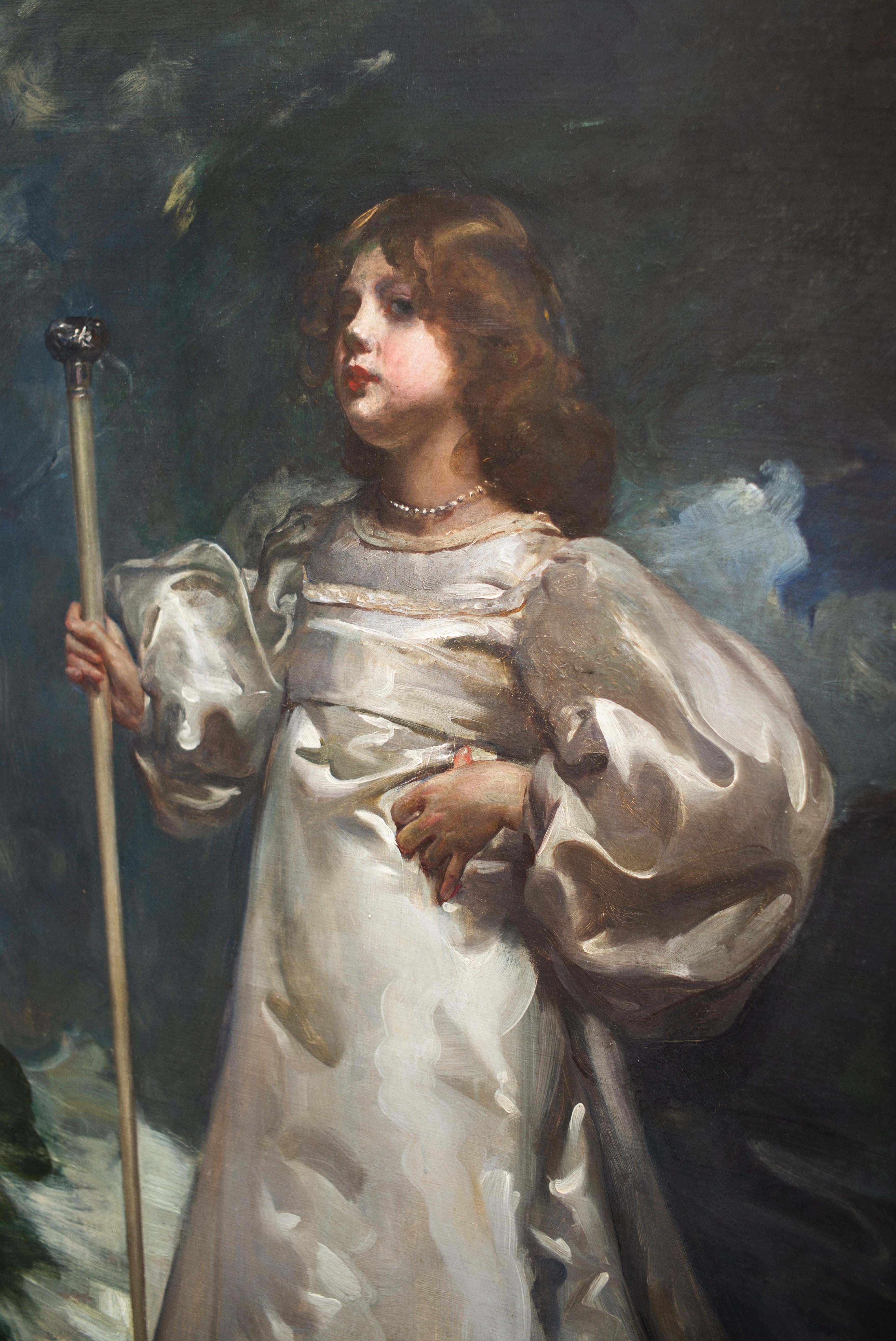 L'histoire de la Belle poque dans un portrait de John da Costa - Gris Portrait Painting par John da Costa 