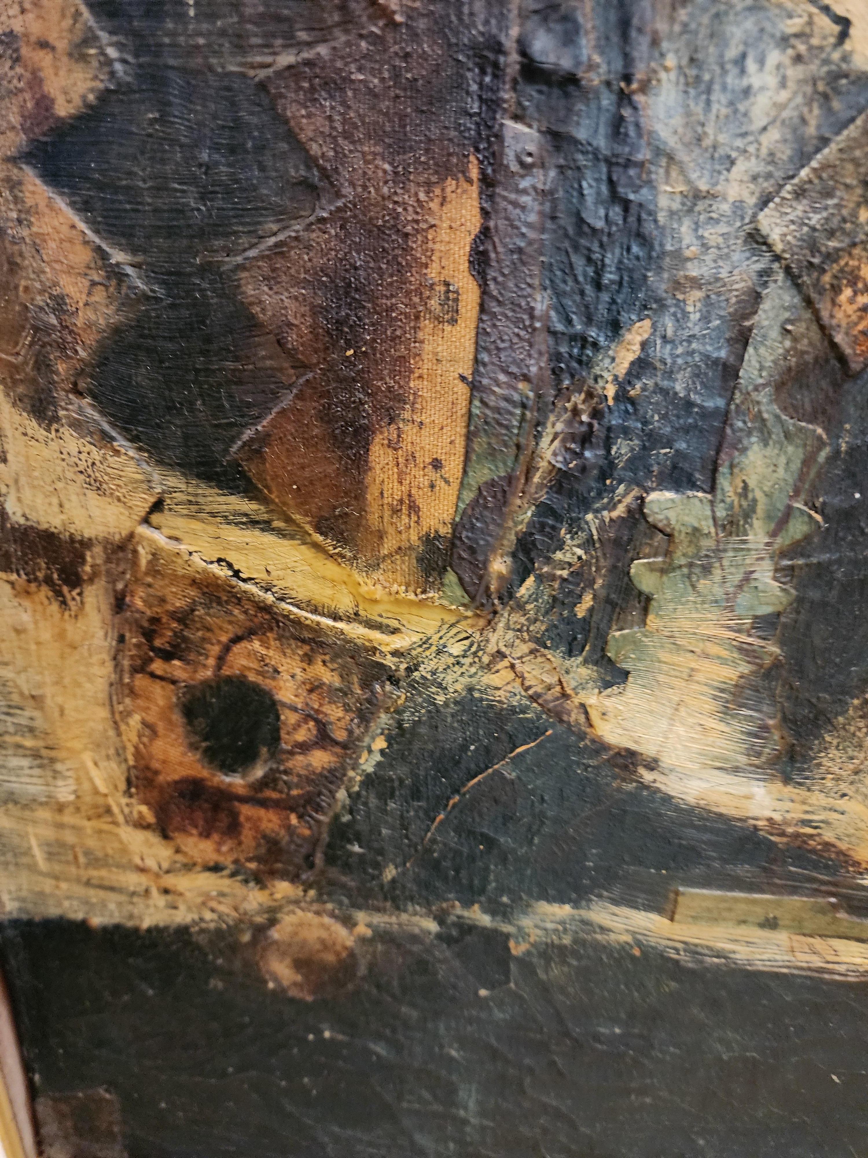 Hand-Painted John David Rigsby Abstract Mixed Media on Canvas, American 1960 For Sale