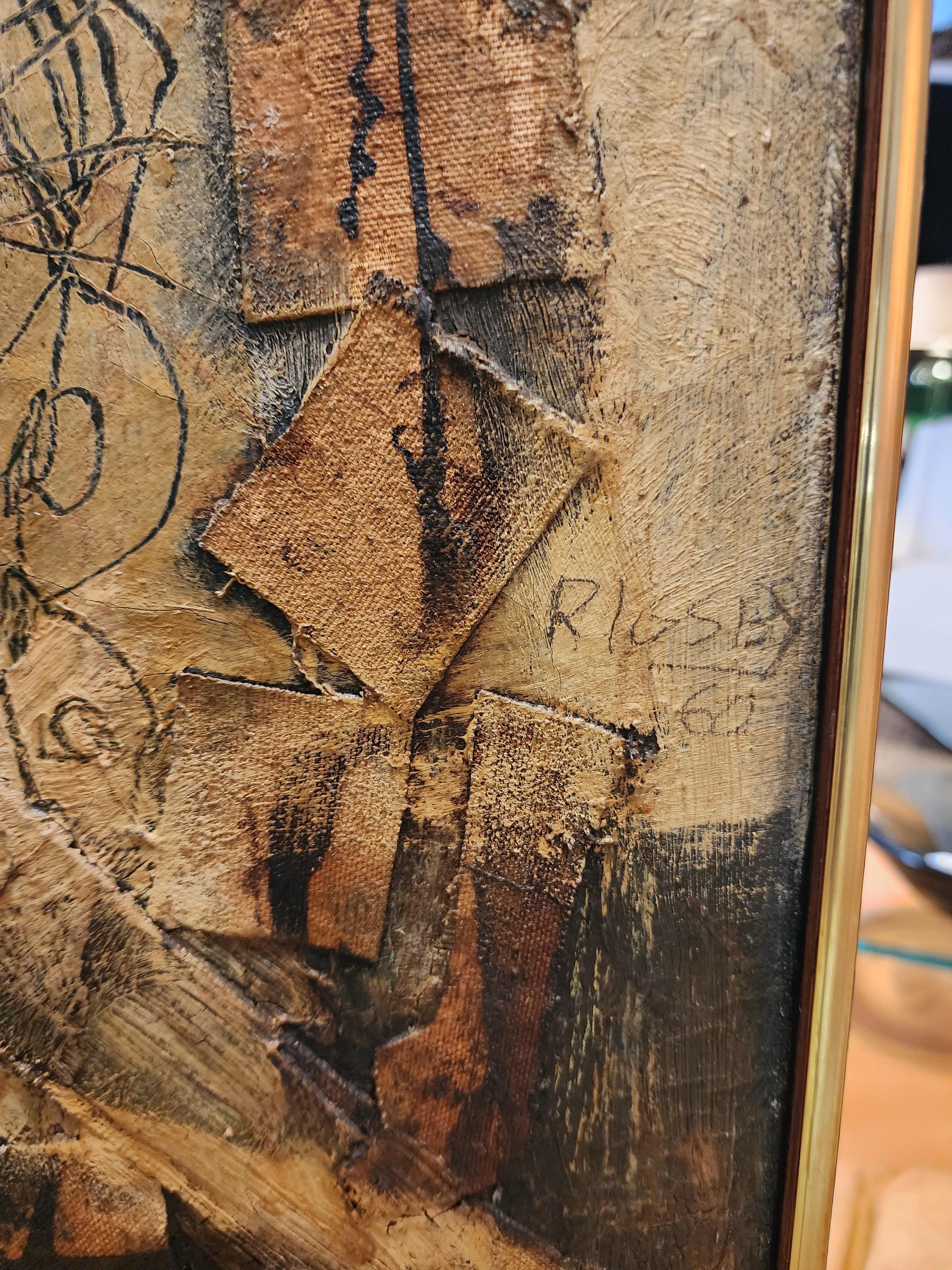 John David Rigsby Abstract Mixed Media on Canvas, American 1960 In Good Condition For Sale In Hudson, NY