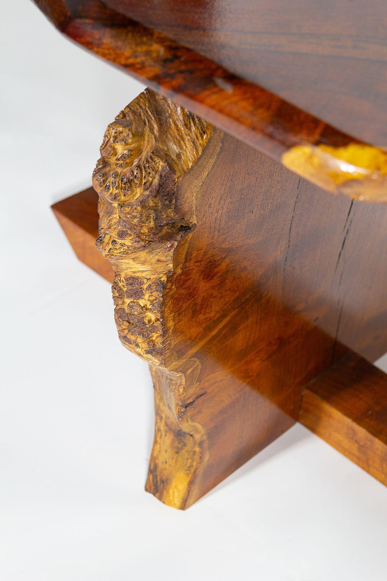John David Sackett Burled Mesquite Bench After George Nakashima Butterfly Joint For Sale 3