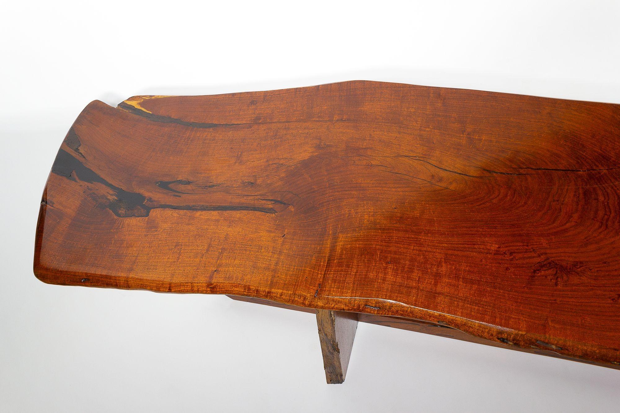 Wood John David Sackett Burled Mesquite Bench After George Nakashima Butterfly Joint For Sale