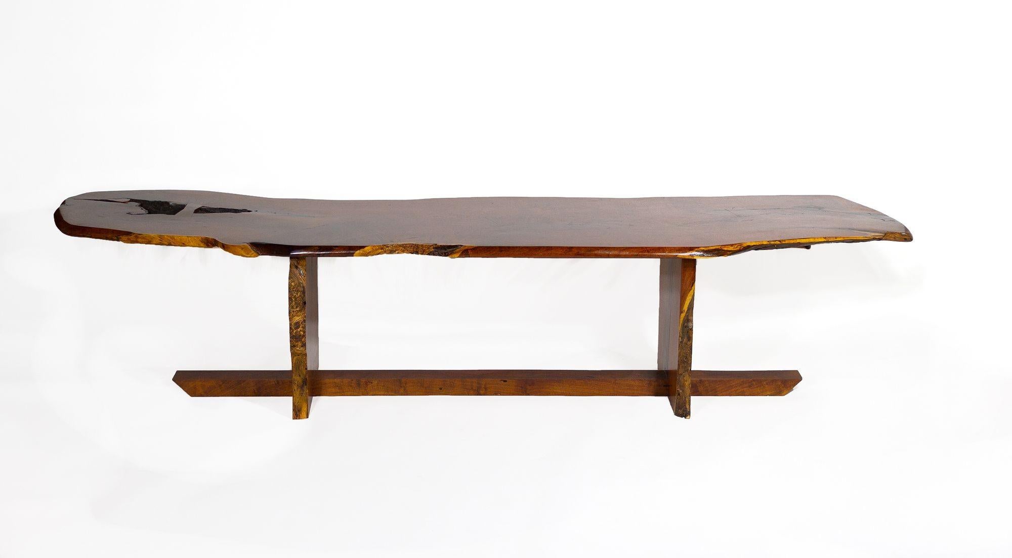 John David Sackett Burled Mesquite Bench After George Nakashima Butterfly Joint For Sale 2