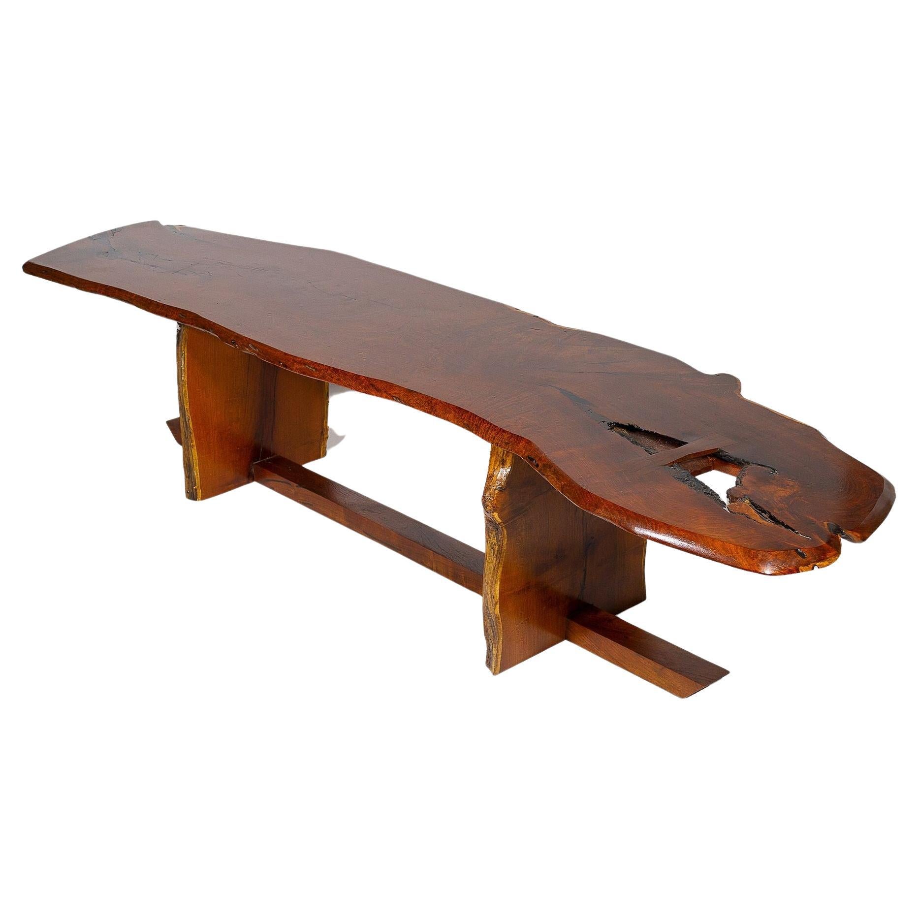 John David Sackett Burled Mesquite Bench After George Nakashima Butterfly Joint For Sale