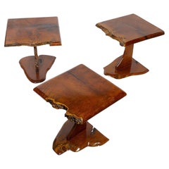 Trio de tables Mesquite en loupe de John David Sackett