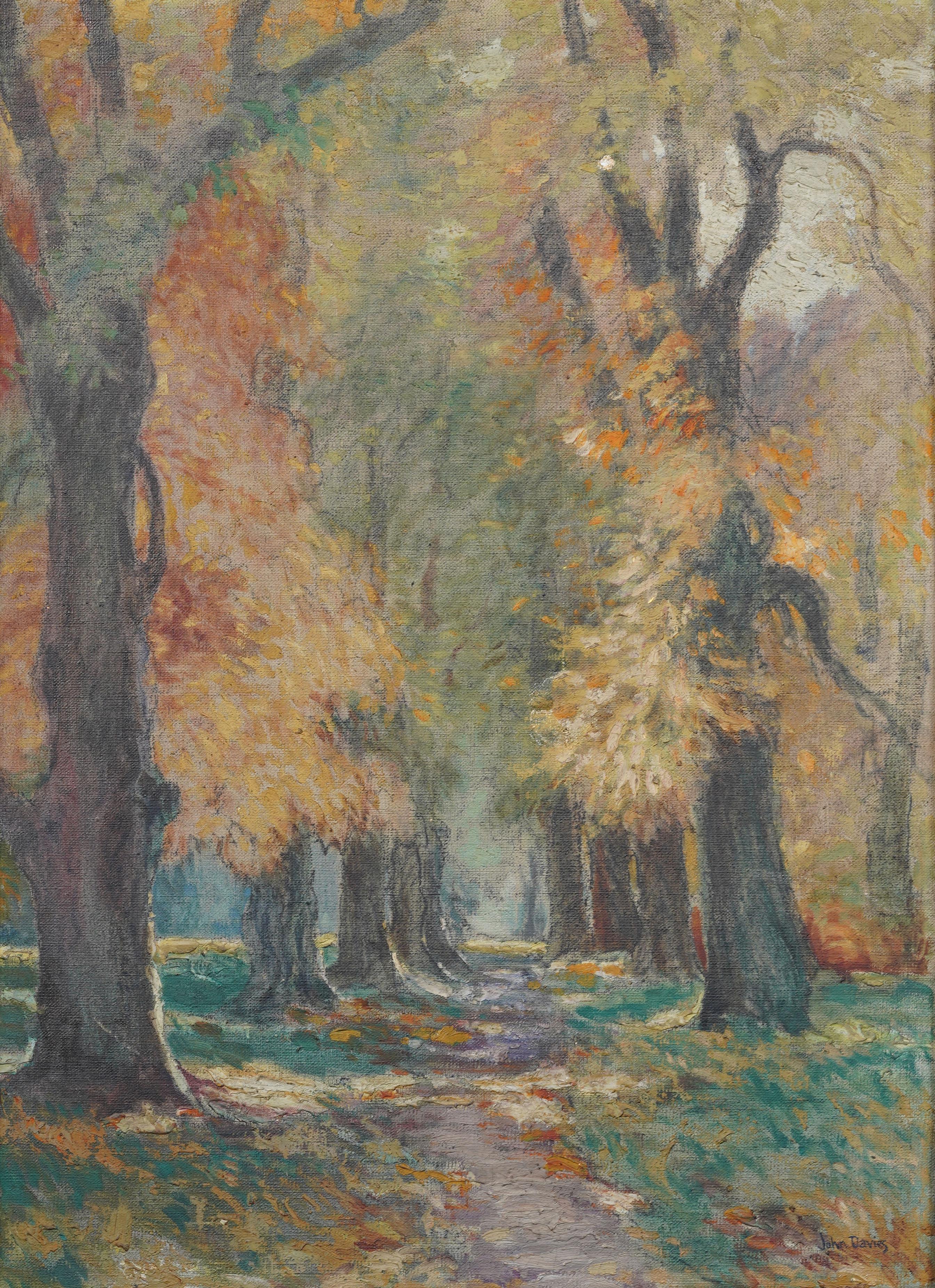 Ancienne peinture à l'huile de paysage impressionniste américaine signée. Huile sur toile. Encadré. Signé.  Dimensions : 32 par 26 pouces dans l'ensemble.  En excellent état d'origine. Joliment encadrée dans un  moulures en bois doré.  Excellent