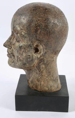 Rare Cast Painted Bronze Head Sculpture British Realist Sculptor John Davies