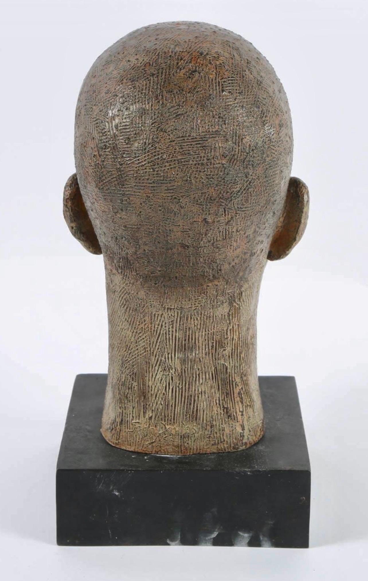 Rare Cast Painted Bronze Head Sculpture British Realist Sculptor John Davies For Sale 3