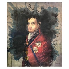 John Dawson Exceptionally Large Surreal Signed Oil on Canvas Painting Napoleon
