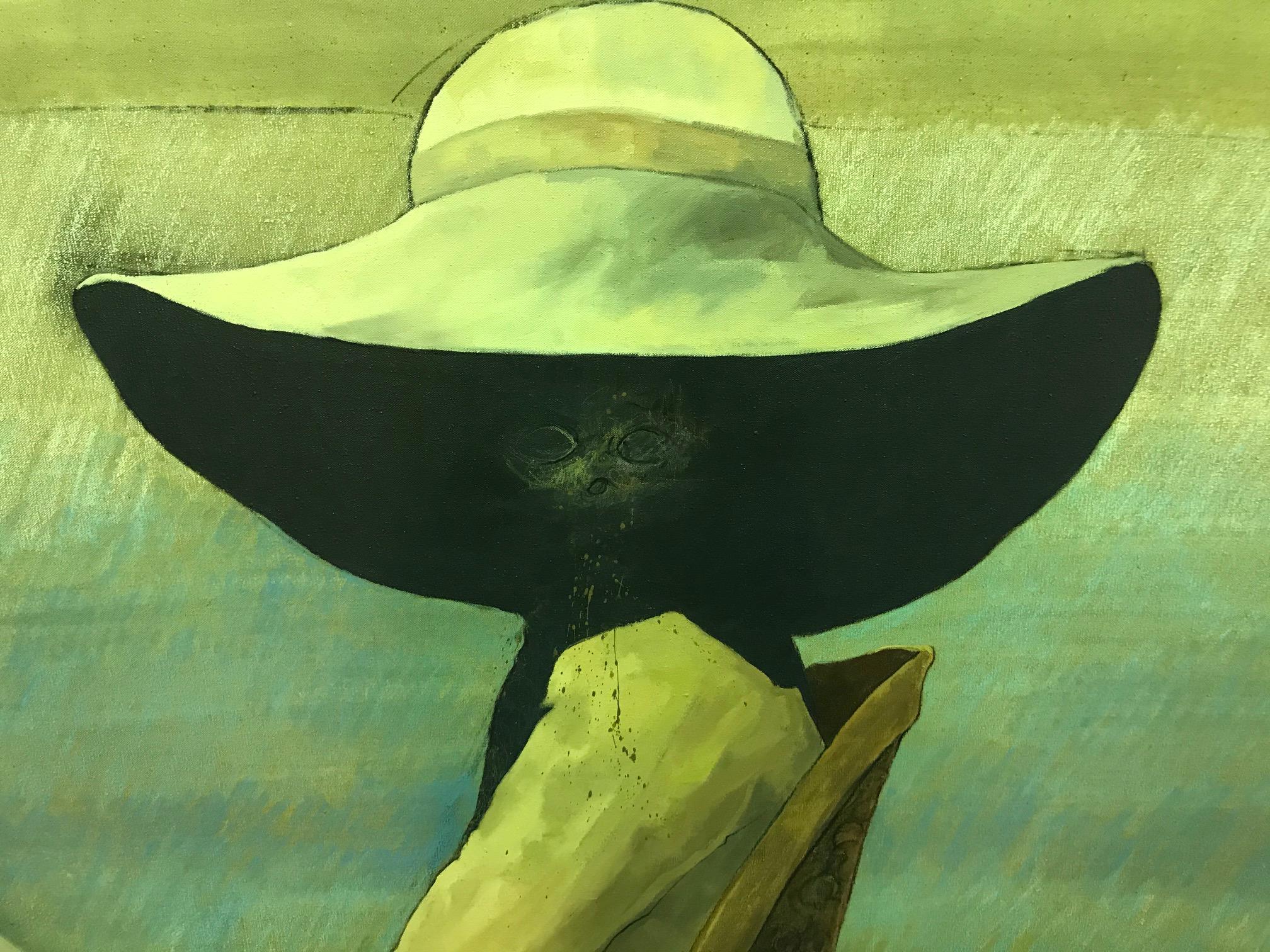 Modern John Dawson Exceptionally Large Surreal Signed Oil Painting the Shady Lady, 1994