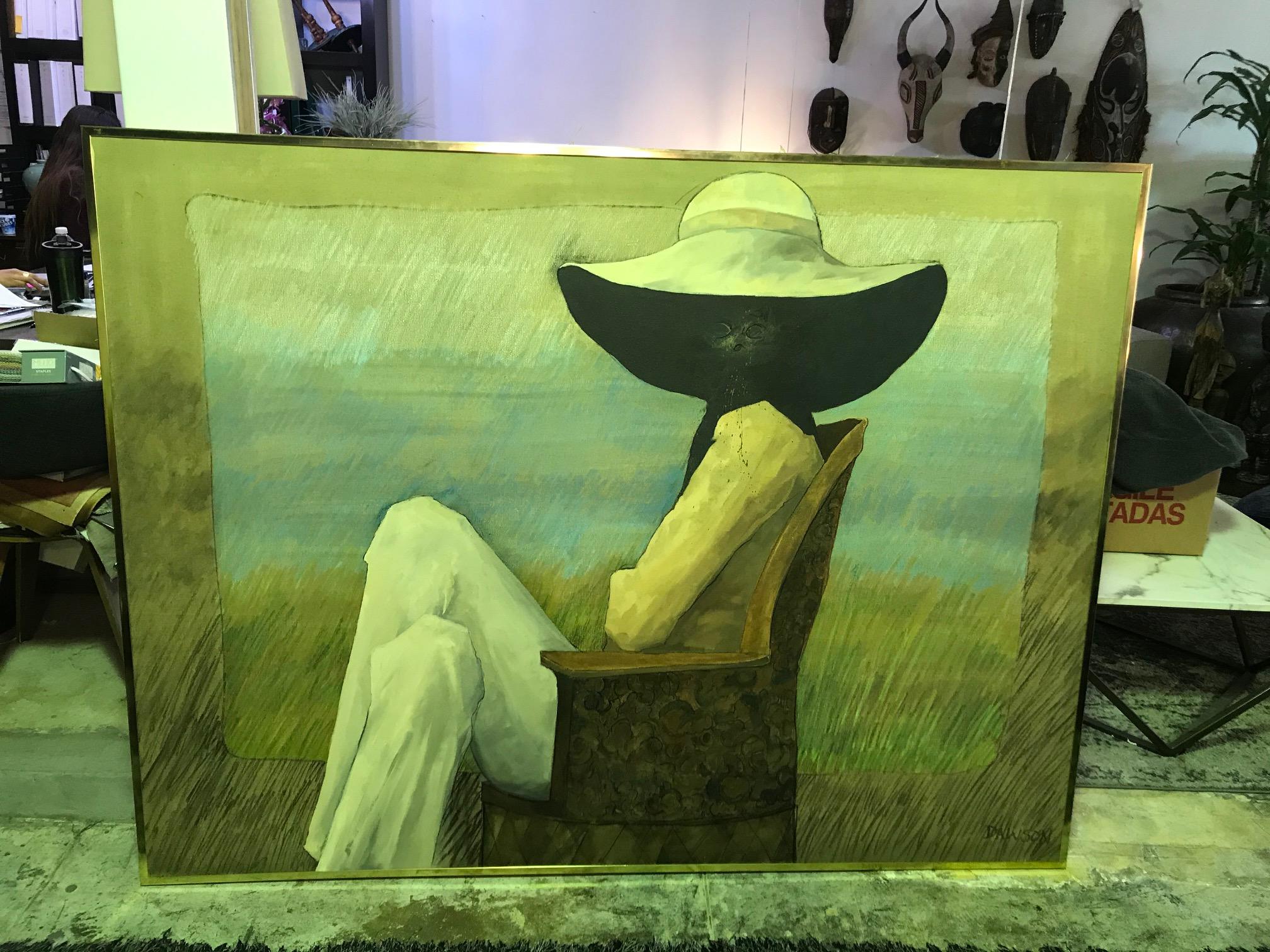 John Dawson Exceptionally Large Surreal Signed Oil Painting the Shady Lady, 1994 1