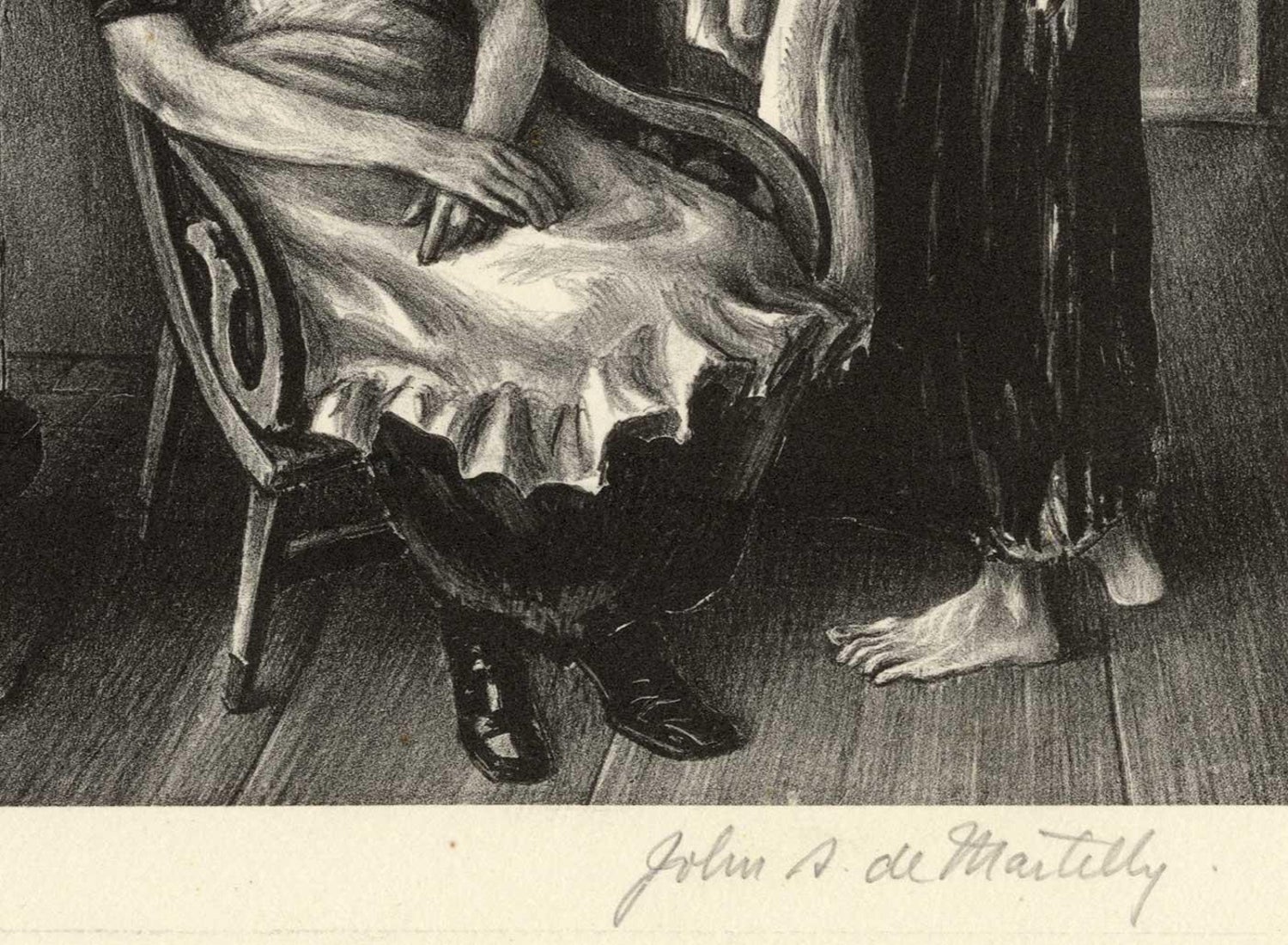 John Stockton De Martelly For The Love Of Barbara Allen Young Girl Enters Room With Two Women By Stove At 1stdibs