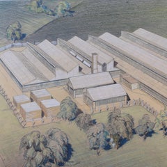 JDM Harvey 1954 diseño de plano arquitectónico para una fábrica moderna