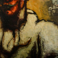 John Decker (German, b. 1895 - d. 1947) "Clown with Watch" painting.