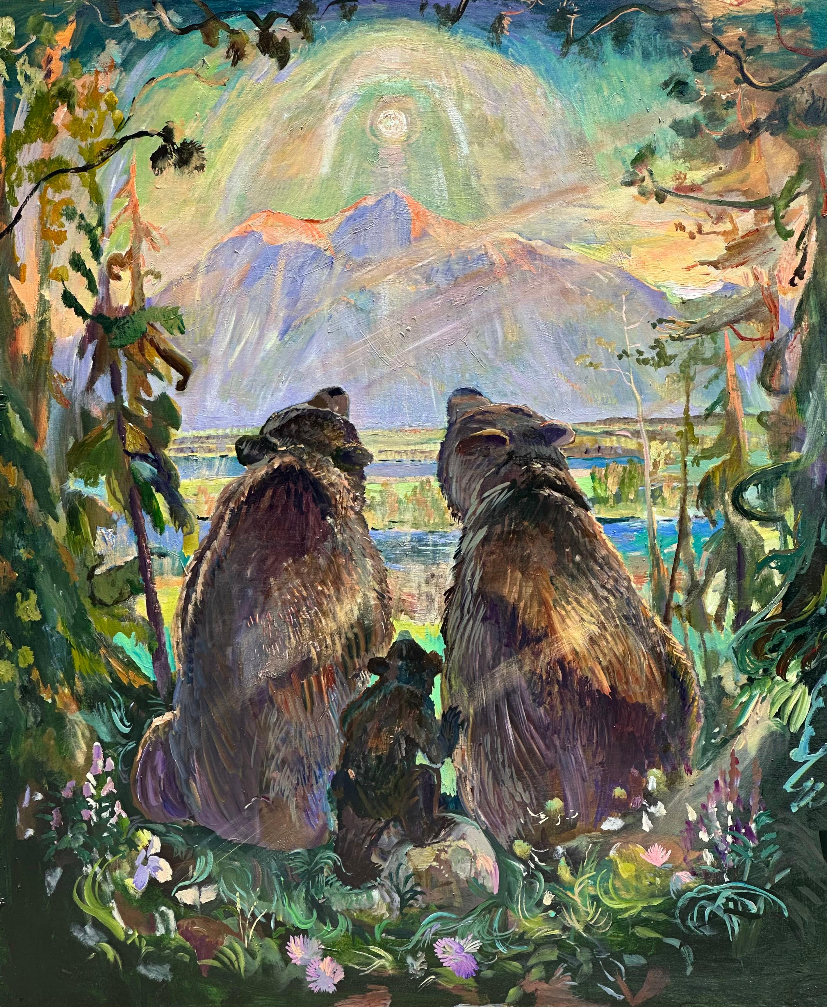 Animal Painting di John Defeo - Un momento di zampe, Contemplando il sorgere della luna e tutti i sorgere della luna...