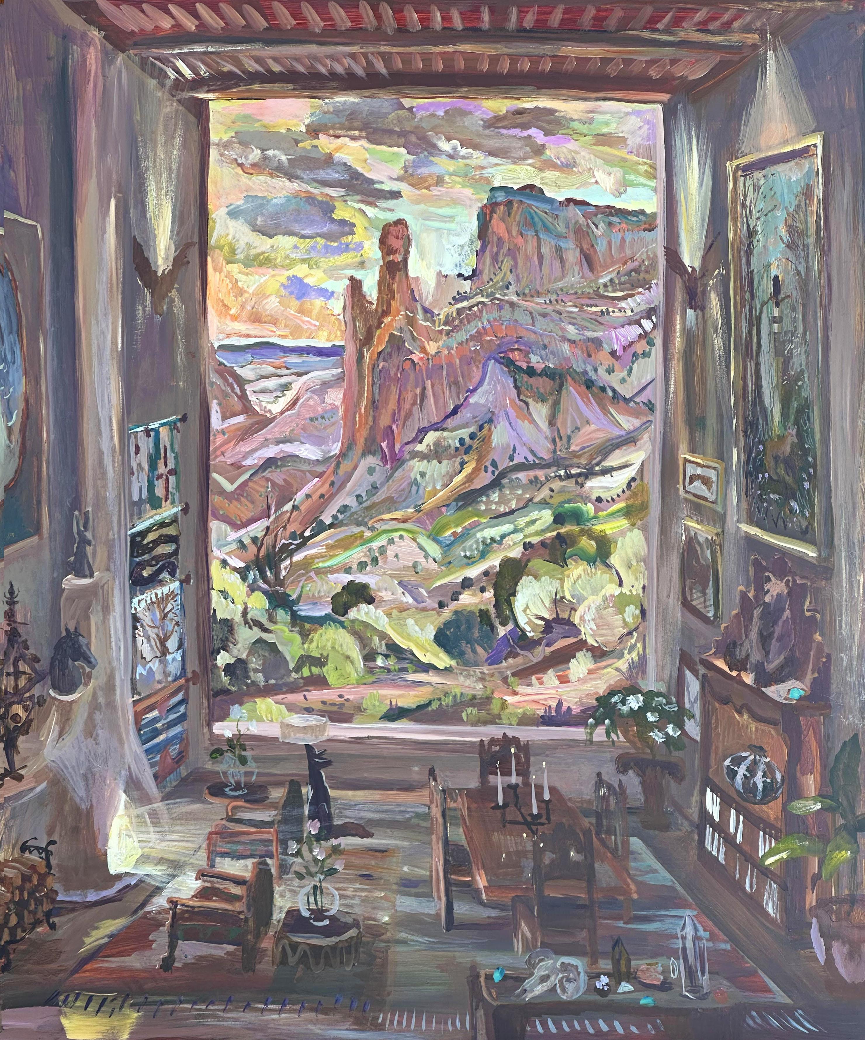 Animal Painting de John Defeo - Atardecer en Abiquiu