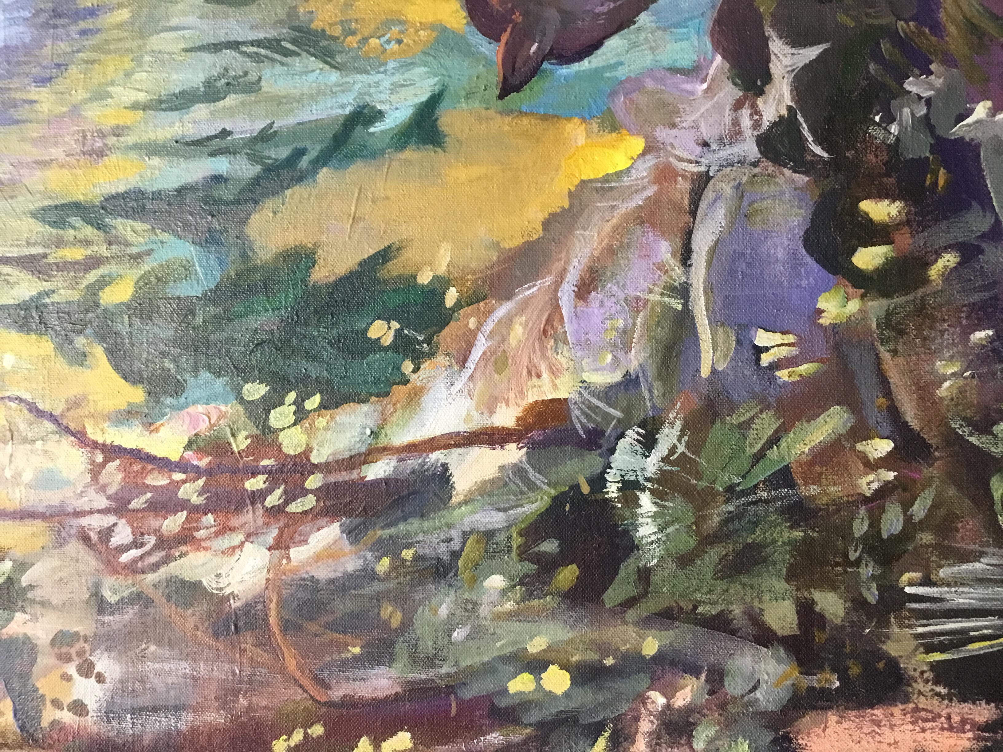 Cutie Pies, Otoño - Animal Painting Gris de John Defeo