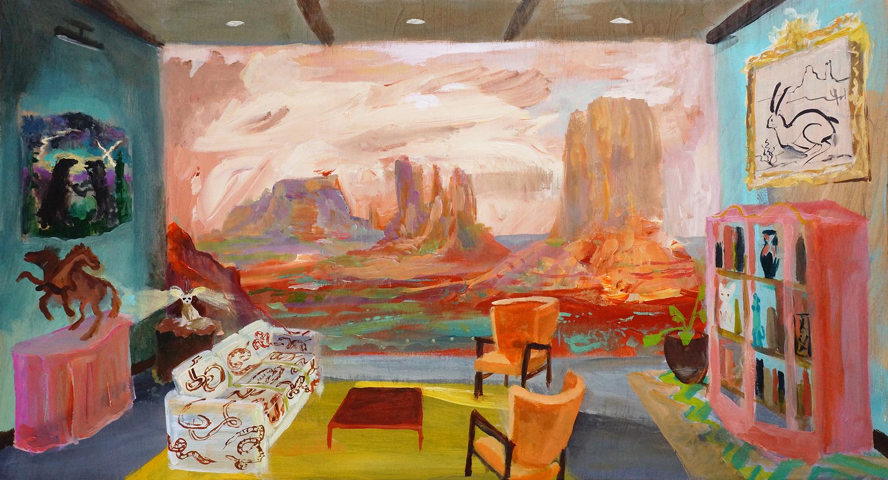 John Defeo Landscape Painting - Dusty Spurlocks Rattlesnake Lounge Monument Valley Tribal Park