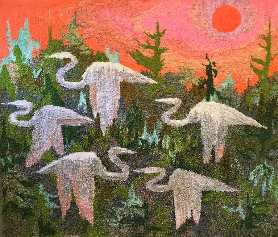 John Defeo Animal Painting - Egret Sunrise (Against the Sunrise)