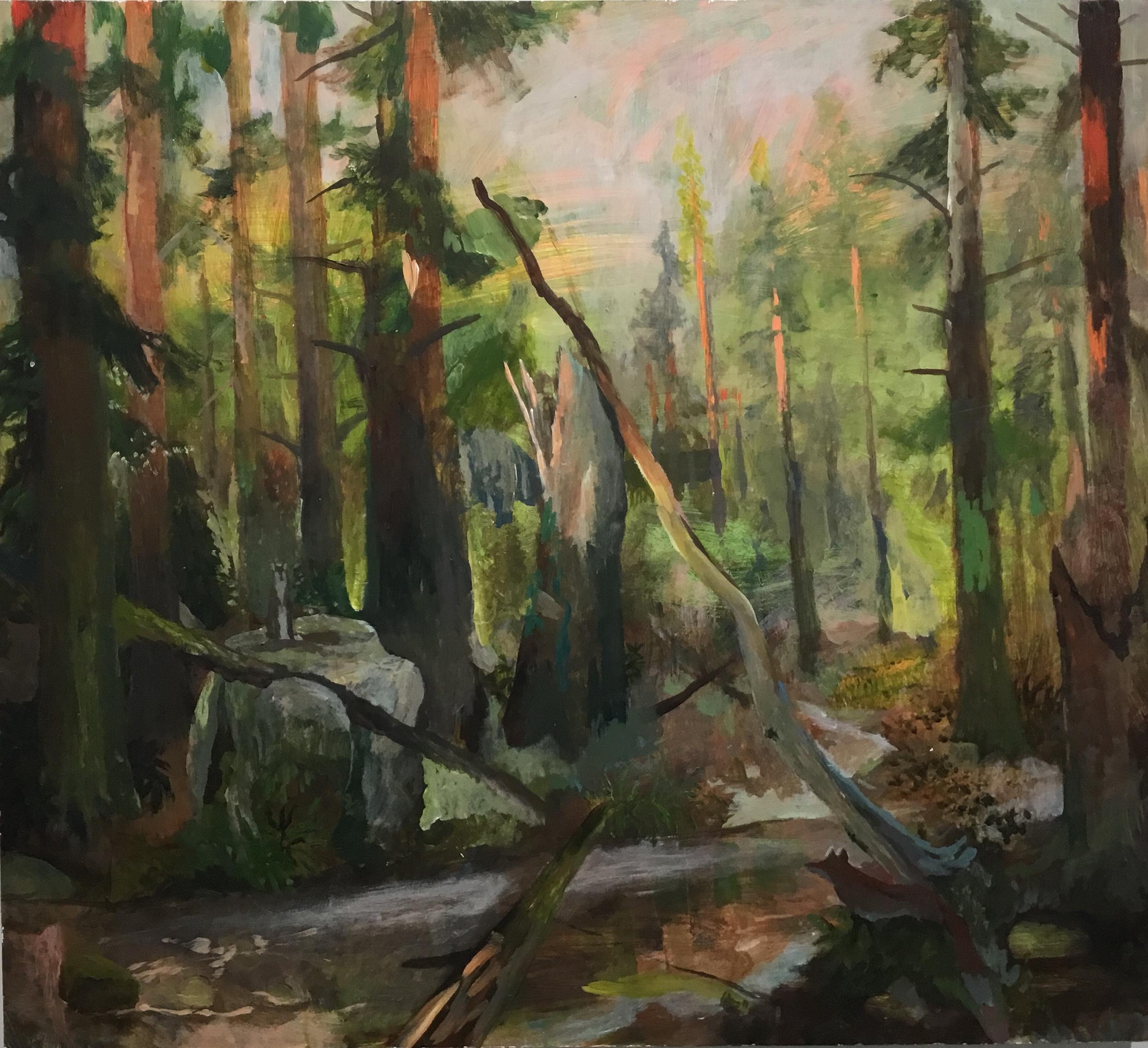 John Defeo Animal Painting - Fox Loves in the Redwoods
