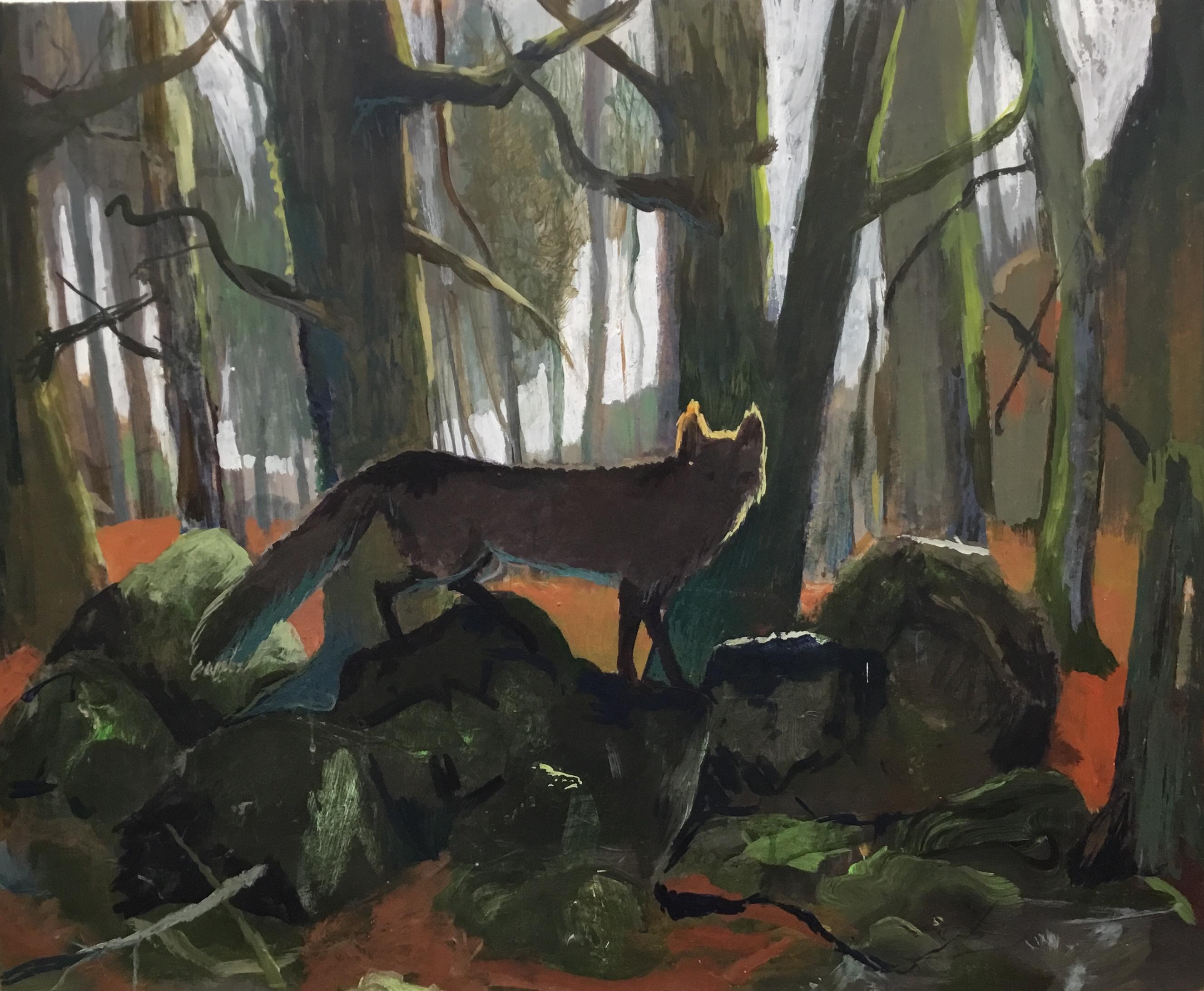 John Defeo Animal Painting - Fox on New Year's Day