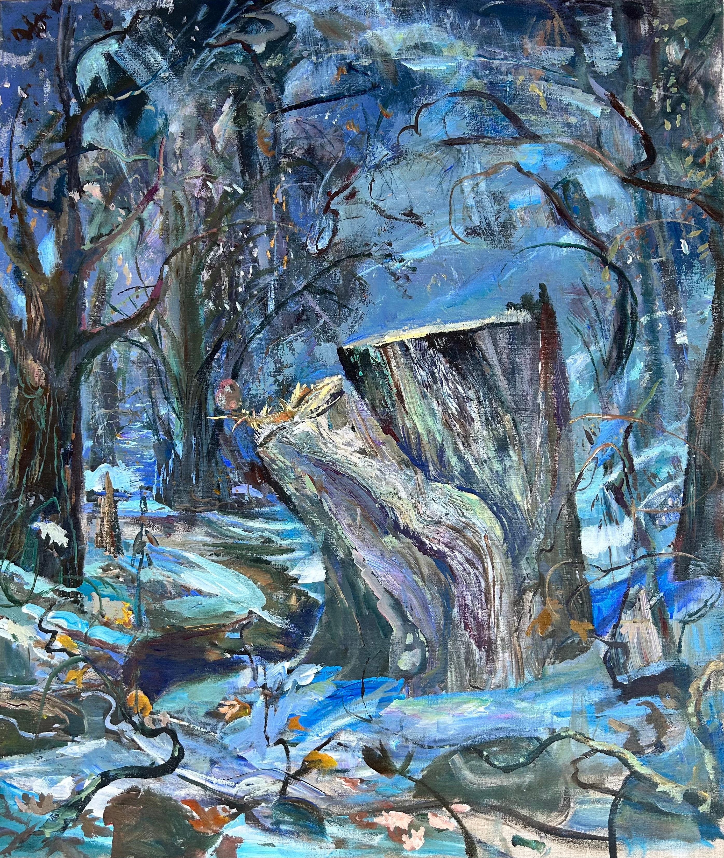 John Defeo Landscape Painting - Gather Ye Round, Midwinter Stump