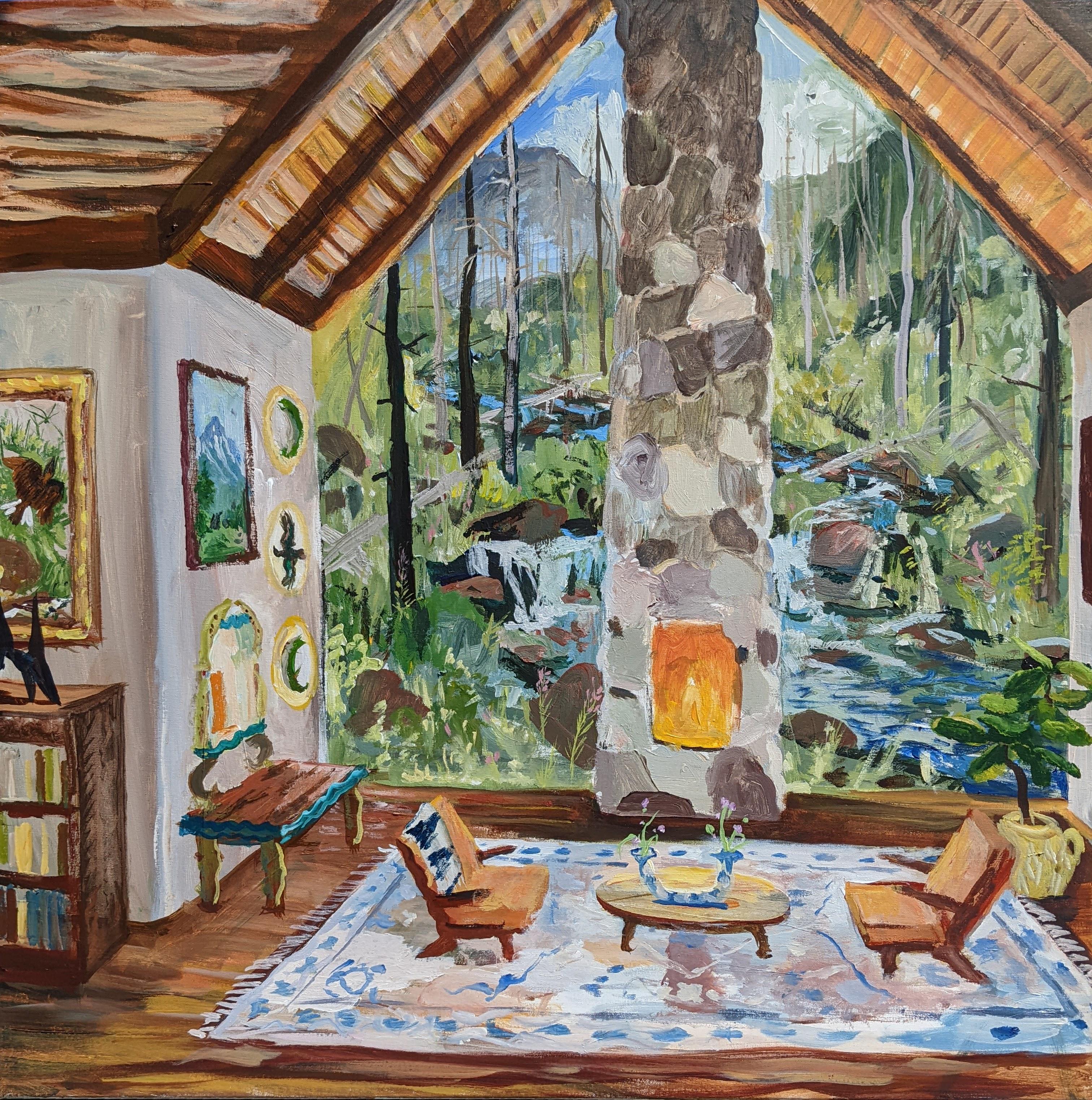 John Defeo Landscape Painting - Mill Creek Sitting Room with Western Meadowlark