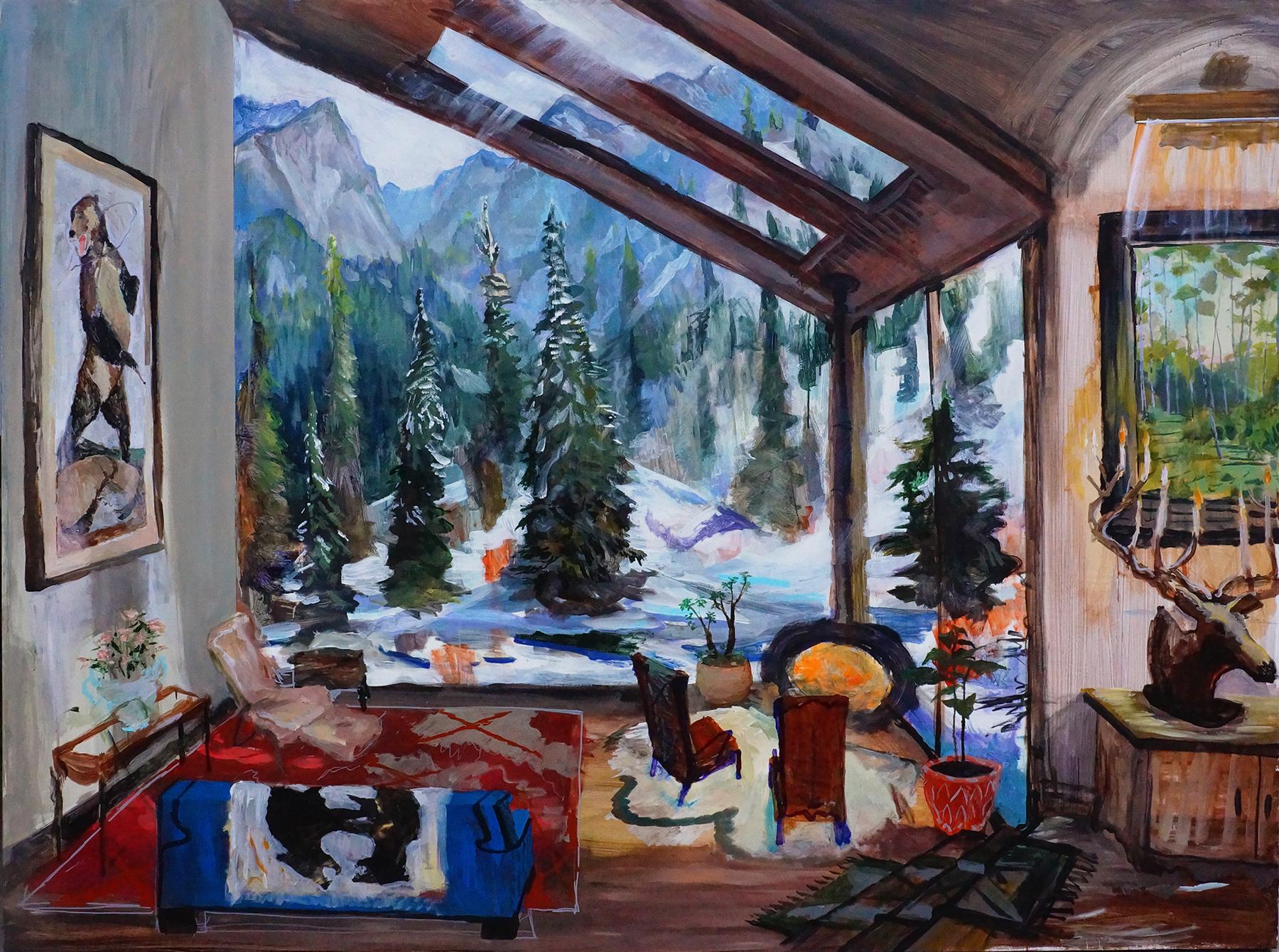 John Defeo Abstract Painting - Rocky Mountain Chalet