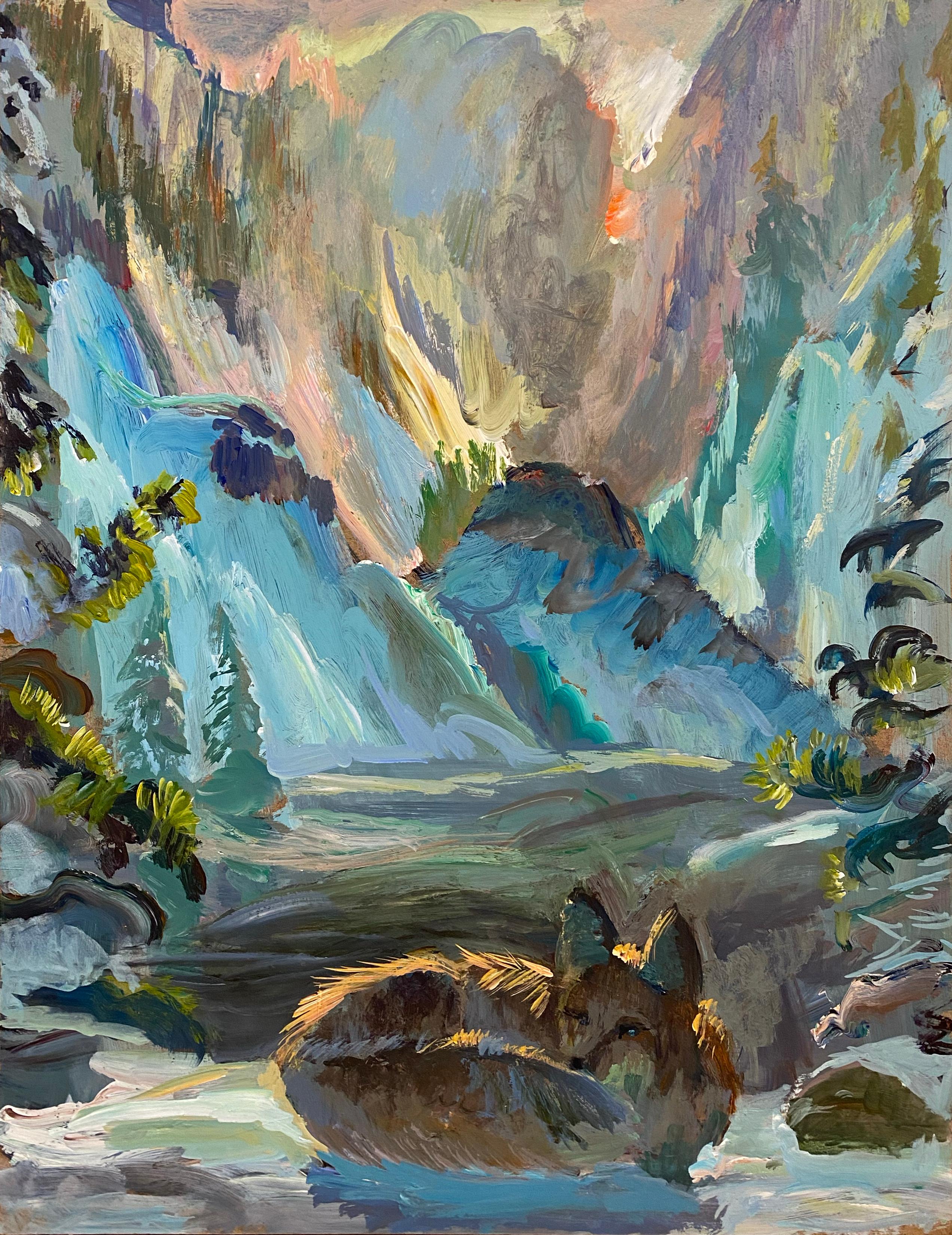 John Defeo Landscape Painting - Sleepy Little Sunrise Fox