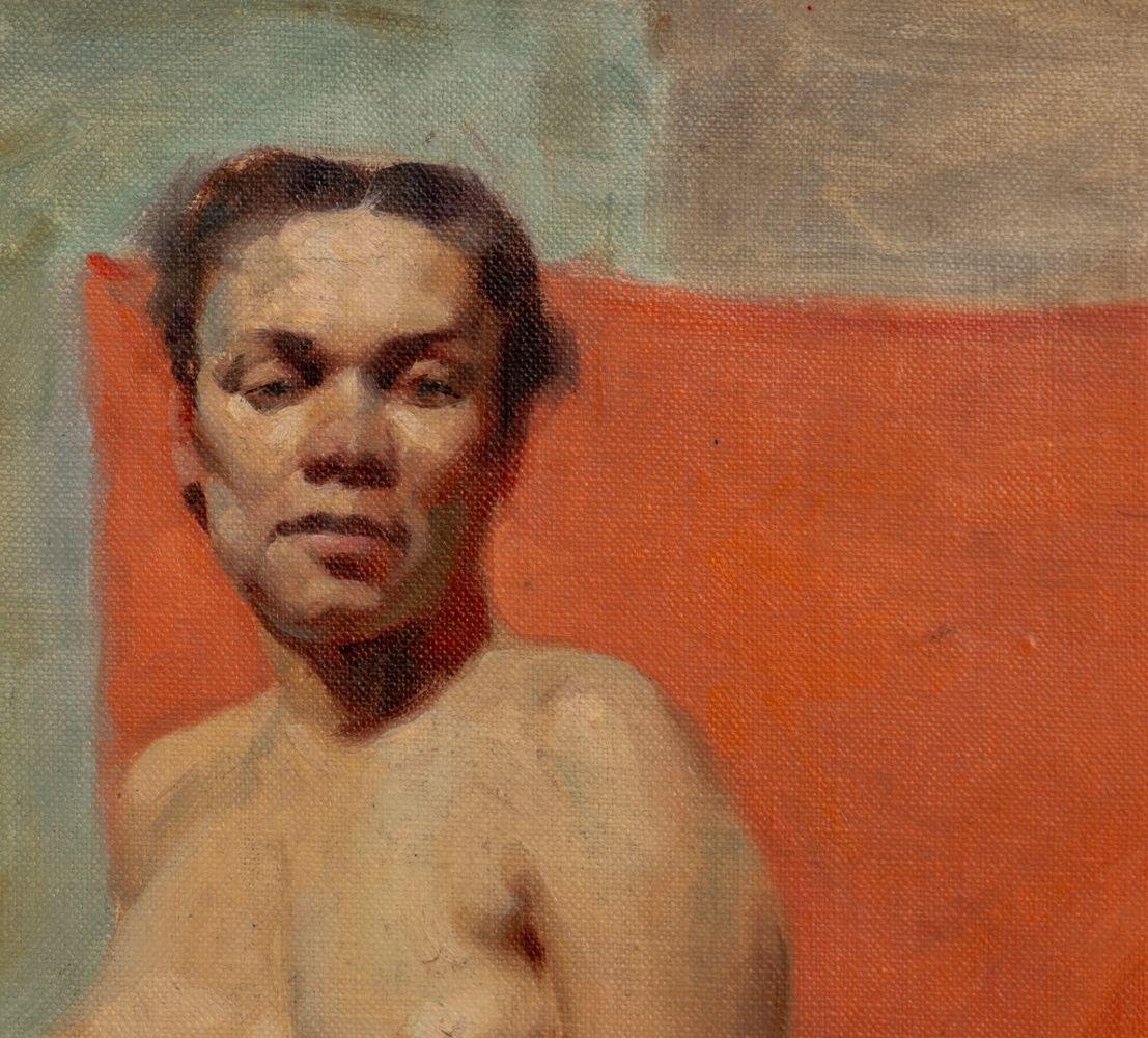 Standing Female Nude – Painting von John DelMonte