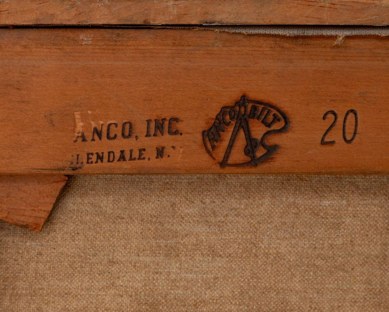 John R. DelMonte (American, 1925-2025), Standing Female Nude Figure, Oil on Canvas, 1957, signed to stretcher,  two Art Student League of New York labels verso, wood frame.

Image: 20.25