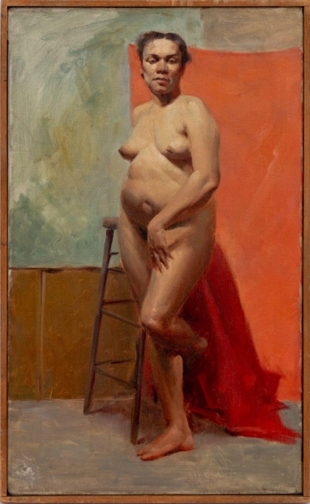 John DelMonte Nude Painting – Standing Female Nude