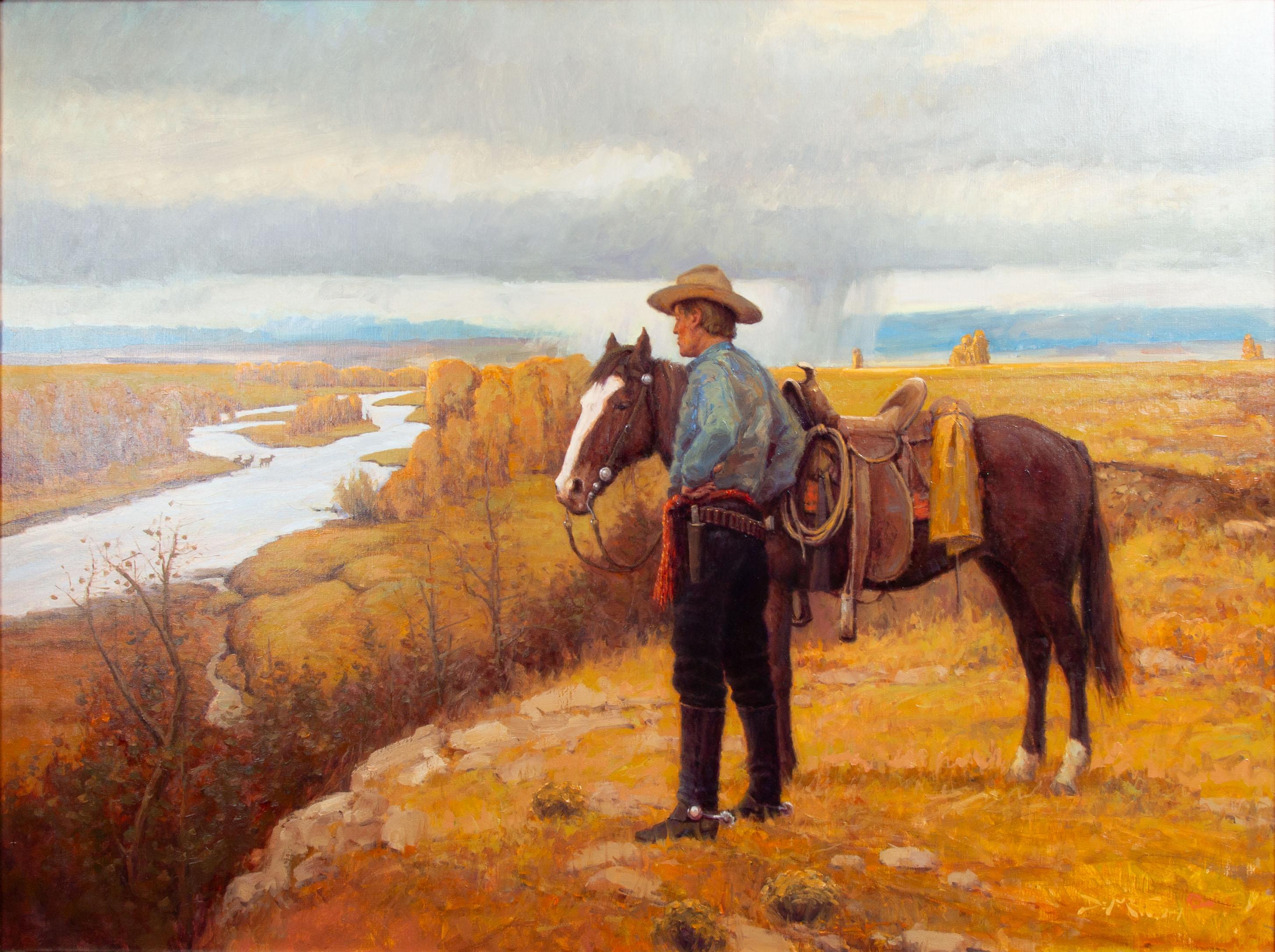 Charlie's Montana Original John DeMott Western Art Landschaft Cowboy Gemälde 1