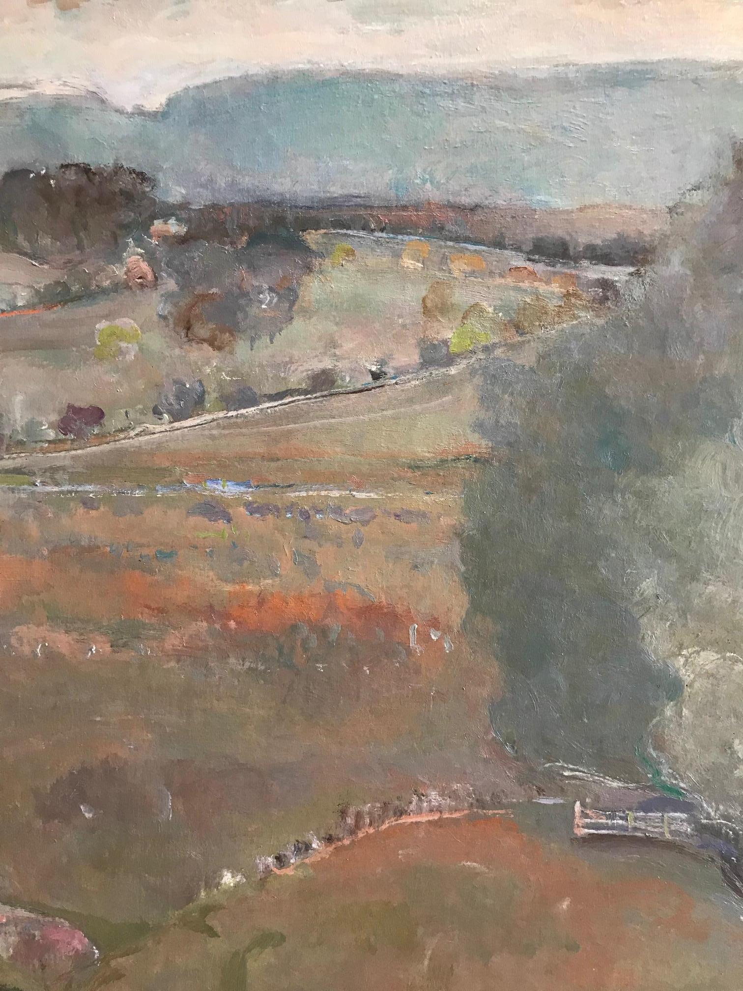 Australian John Dent, Yarra River, Landscape Painting, River, Impressionistic, Blue, Green For Sale