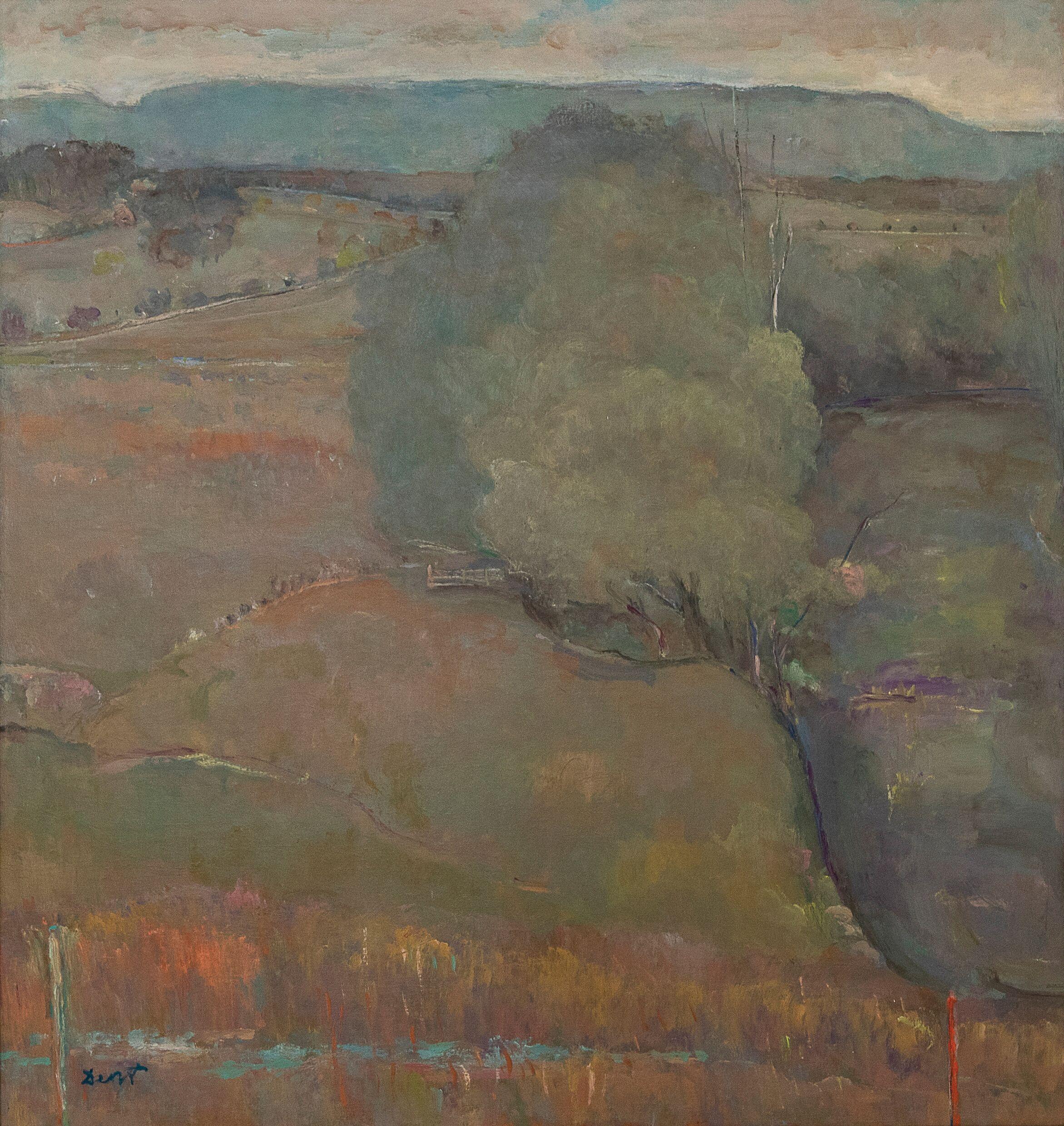 John Harold Dent (Born 1951) 
Yarra river from Tarawarra Lane Yarra valley
Oil on canvas
Signed lower left
106.7cm high x 101.6cm wide
 Provenance: Lauraine Diggins Fine Art Melbourne No. 240007

Born in Sydney in 1951, John Dent studied at