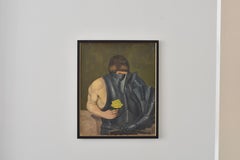 "Man with a yellow rose", Surrealist John Devoluy (1903-1982) Oil on canvas