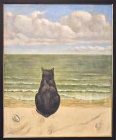 "The Cat", Surrealist John Devoluy (1903-1982) Oil on canvas