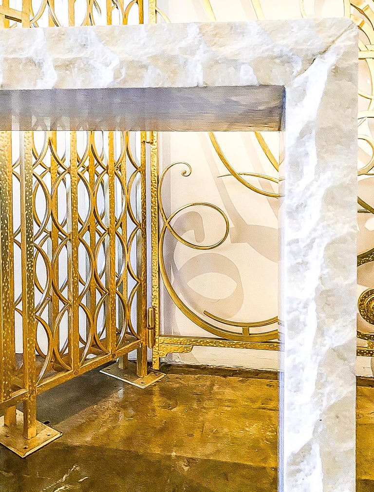 John Dickinson Custom "Quarry Edge" Carrara Console For Sale at 1stDibs