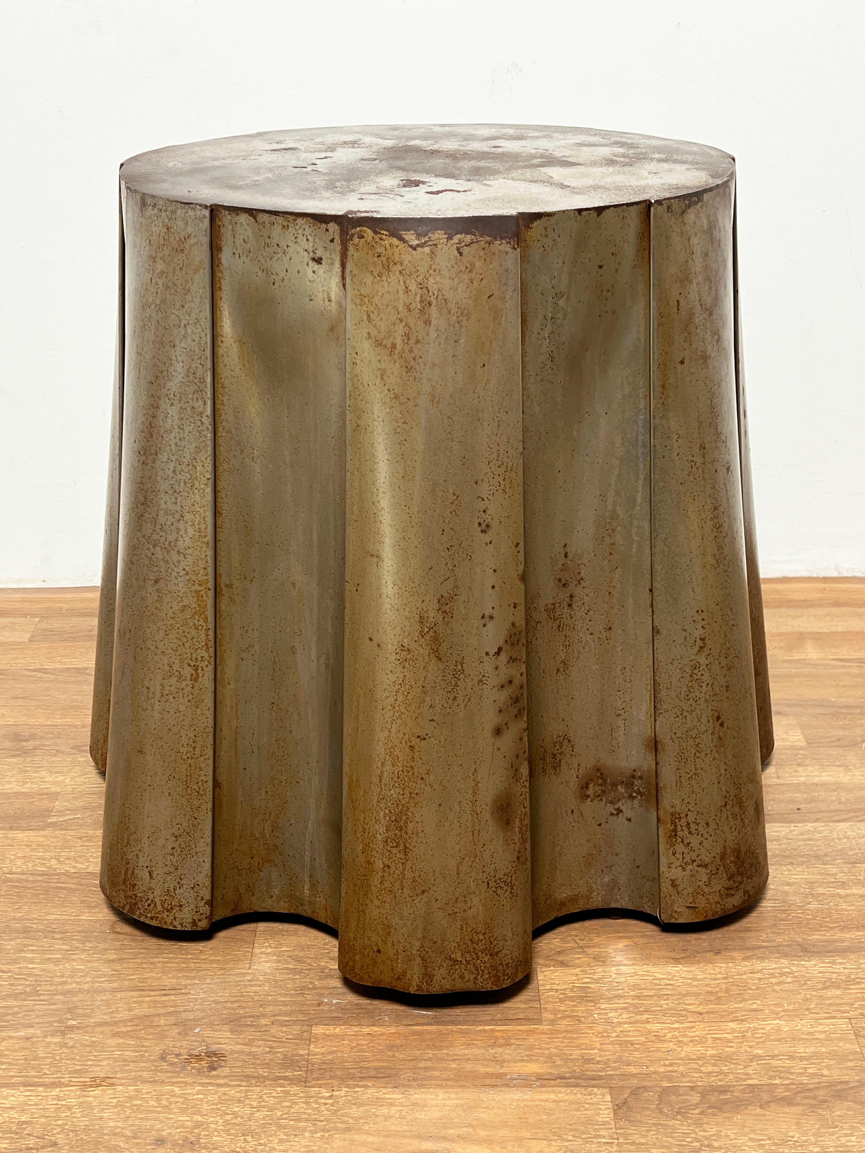 Post-Modern John Dickinson Style Draped Table in Galvanized Steel Circa 1980s