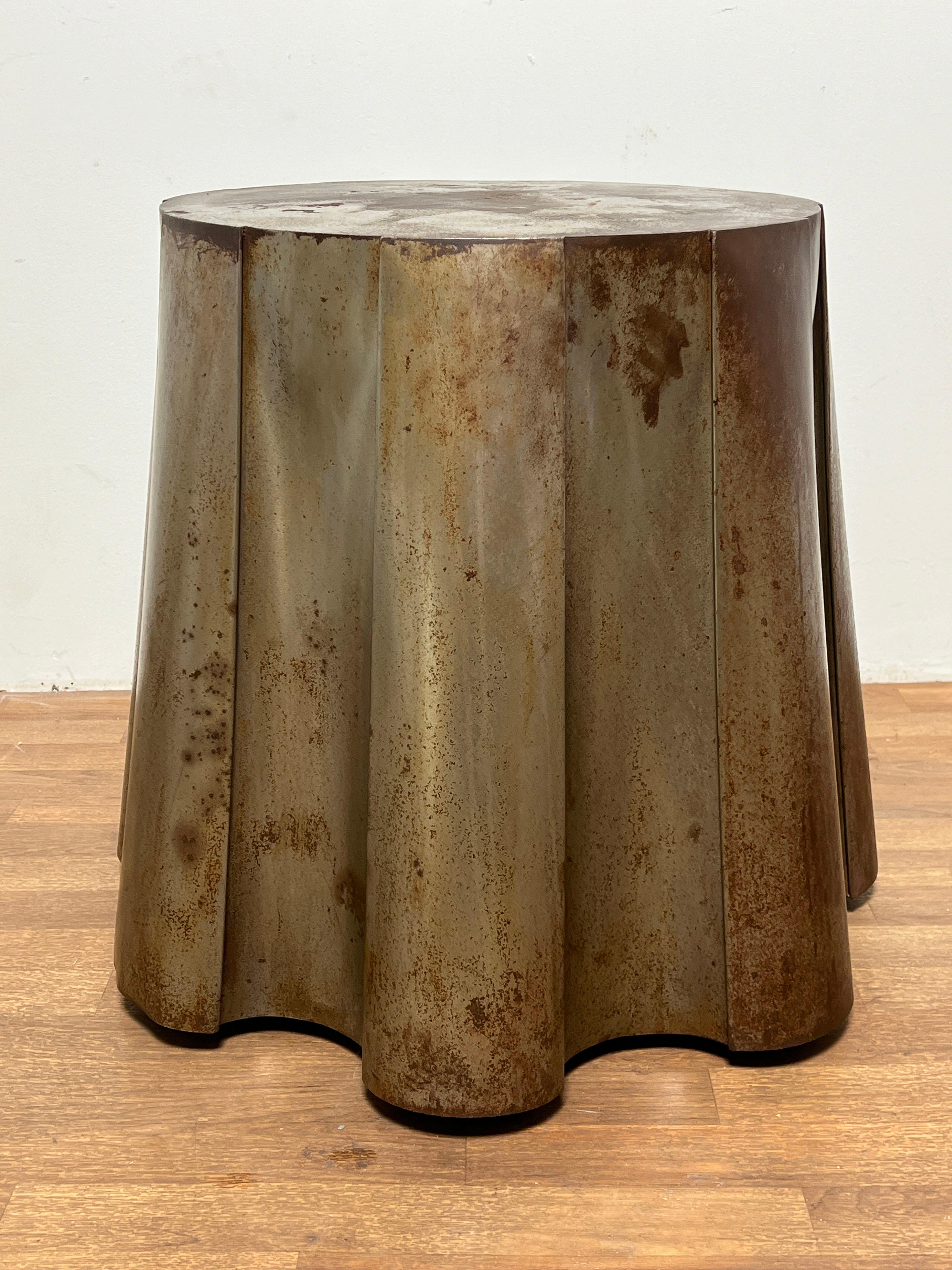 John Dickinson Style Draped Table in Galvanized Steel Circa 1980s In Good Condition In Peabody, MA