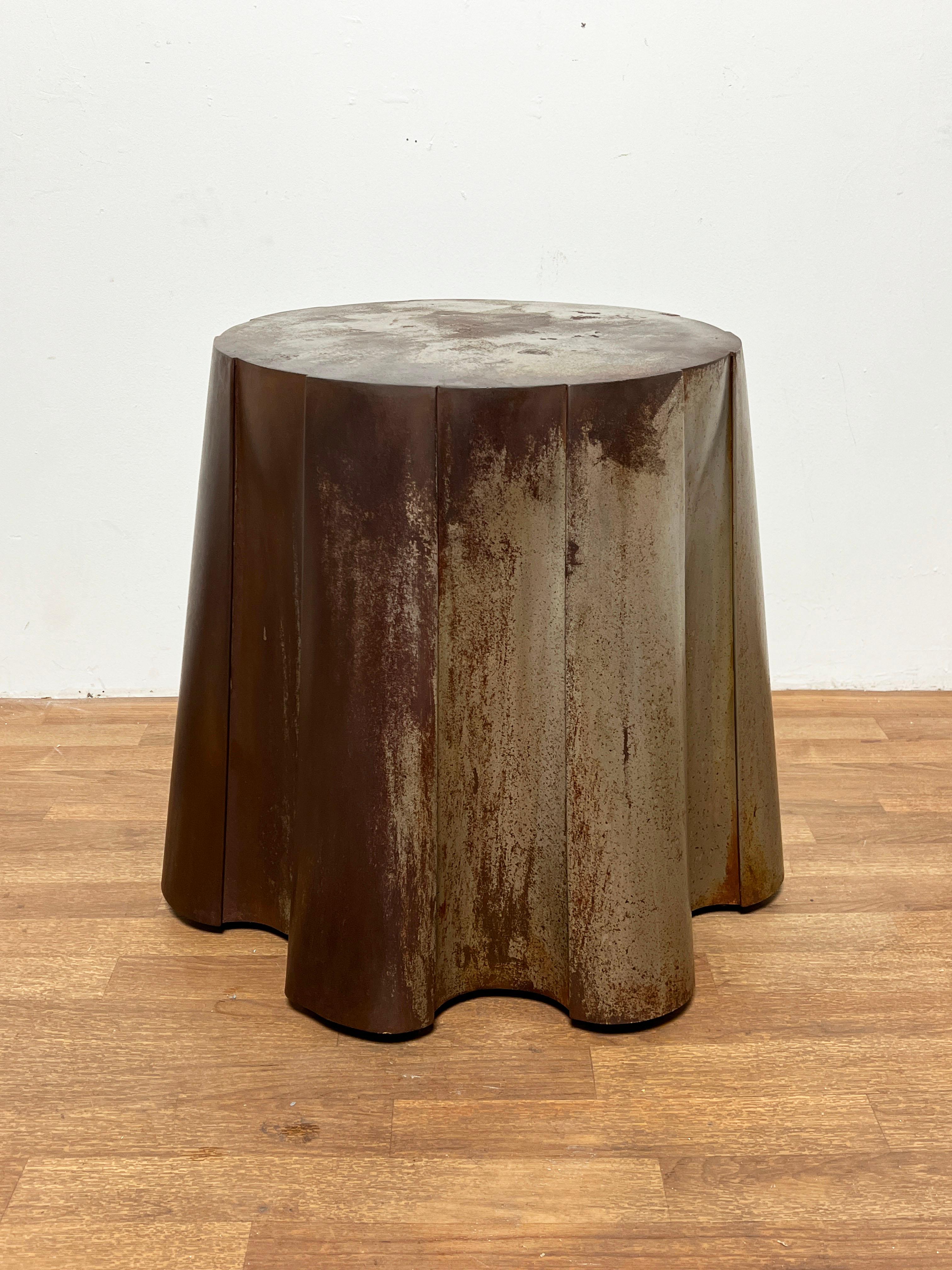John Dickinson Style Draped Table in Galvanized Steel Circa 1980s 1