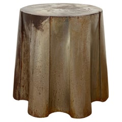 Vintage John Dickinson Style Draped Table in Galvanized Steel Circa 1980s