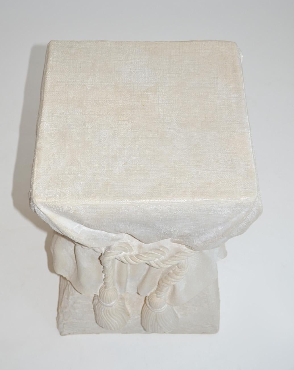 American John Dickinson Style Plaster Faux Bois Draped Rope and Tassel Side Table  For Sale