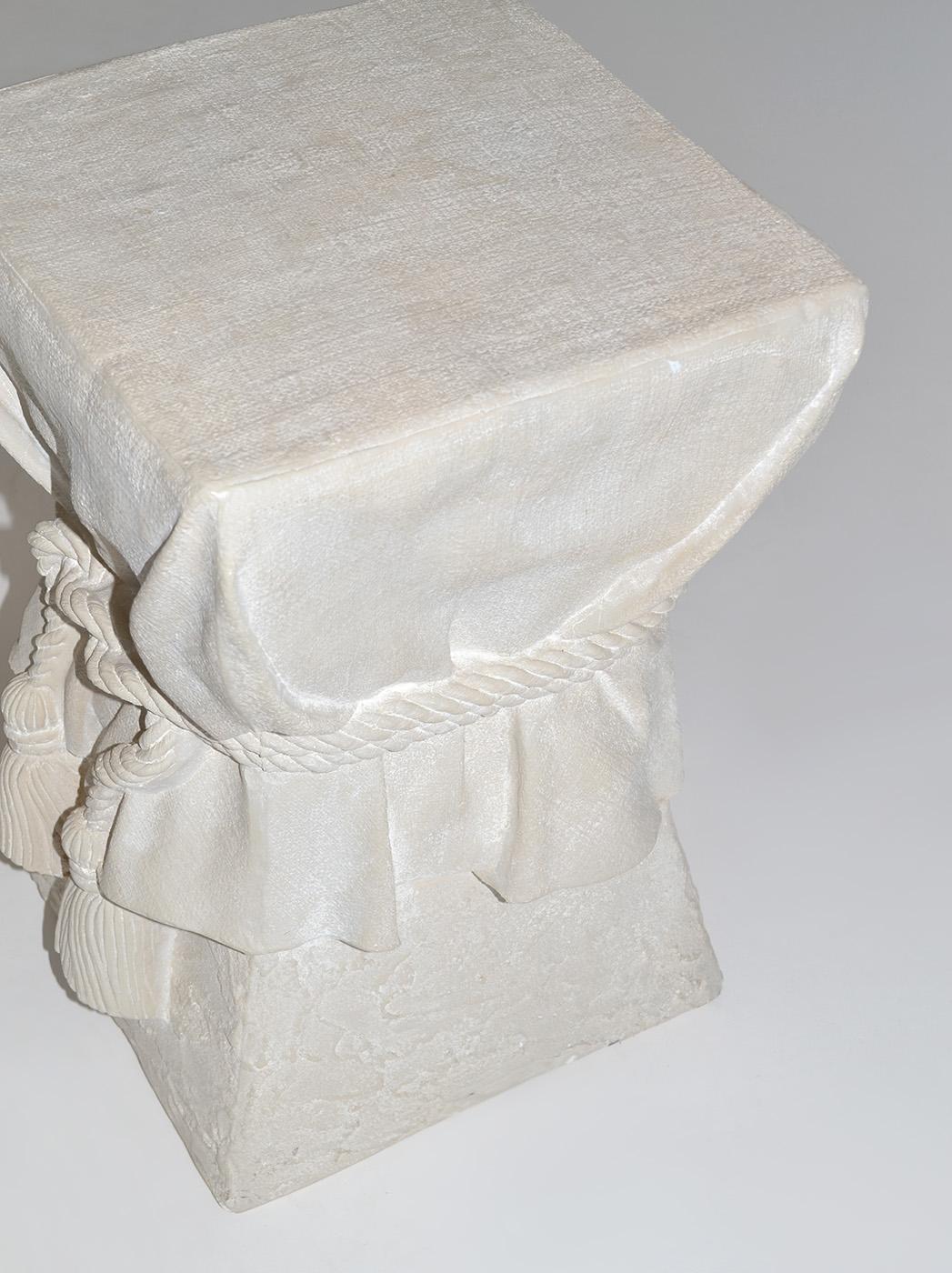 20th Century John Dickinson Style Plaster Faux Bois Draped Rope and Tassel Side Table