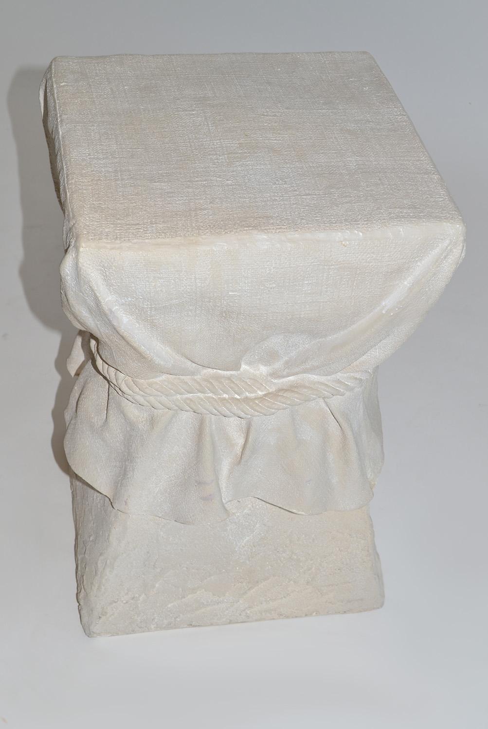 John Dickinson Style Plaster Faux Bois Draped Rope and Tassel Side Table 1