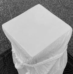 John Dickinson Style Plaster Tromp L' Oeil Draped Pedestal Cinched Rope & Tassel