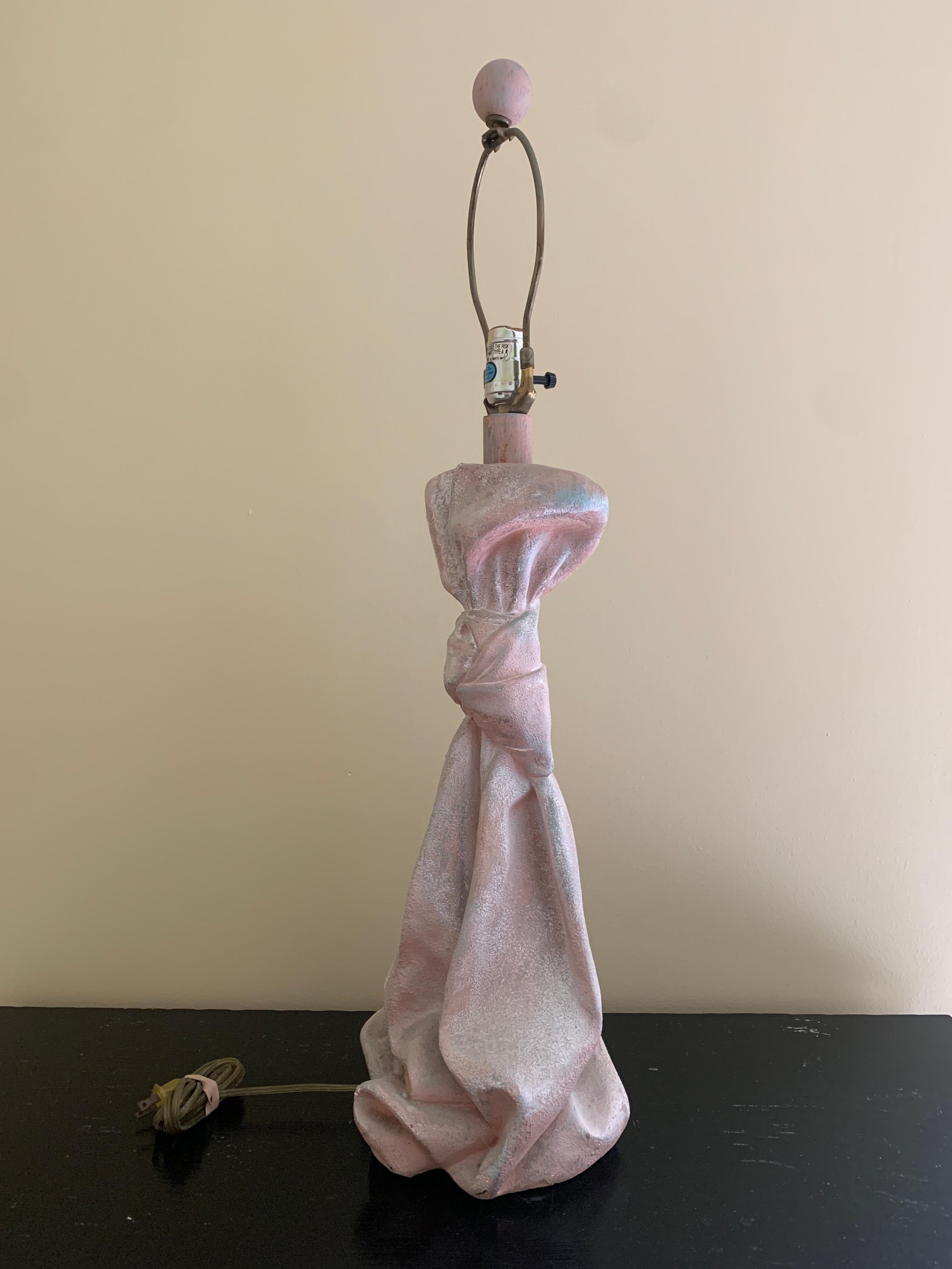 John Dickinson Style Trompe l'Oeil Knotted Draped Plaster Table Lamp For Sale 5