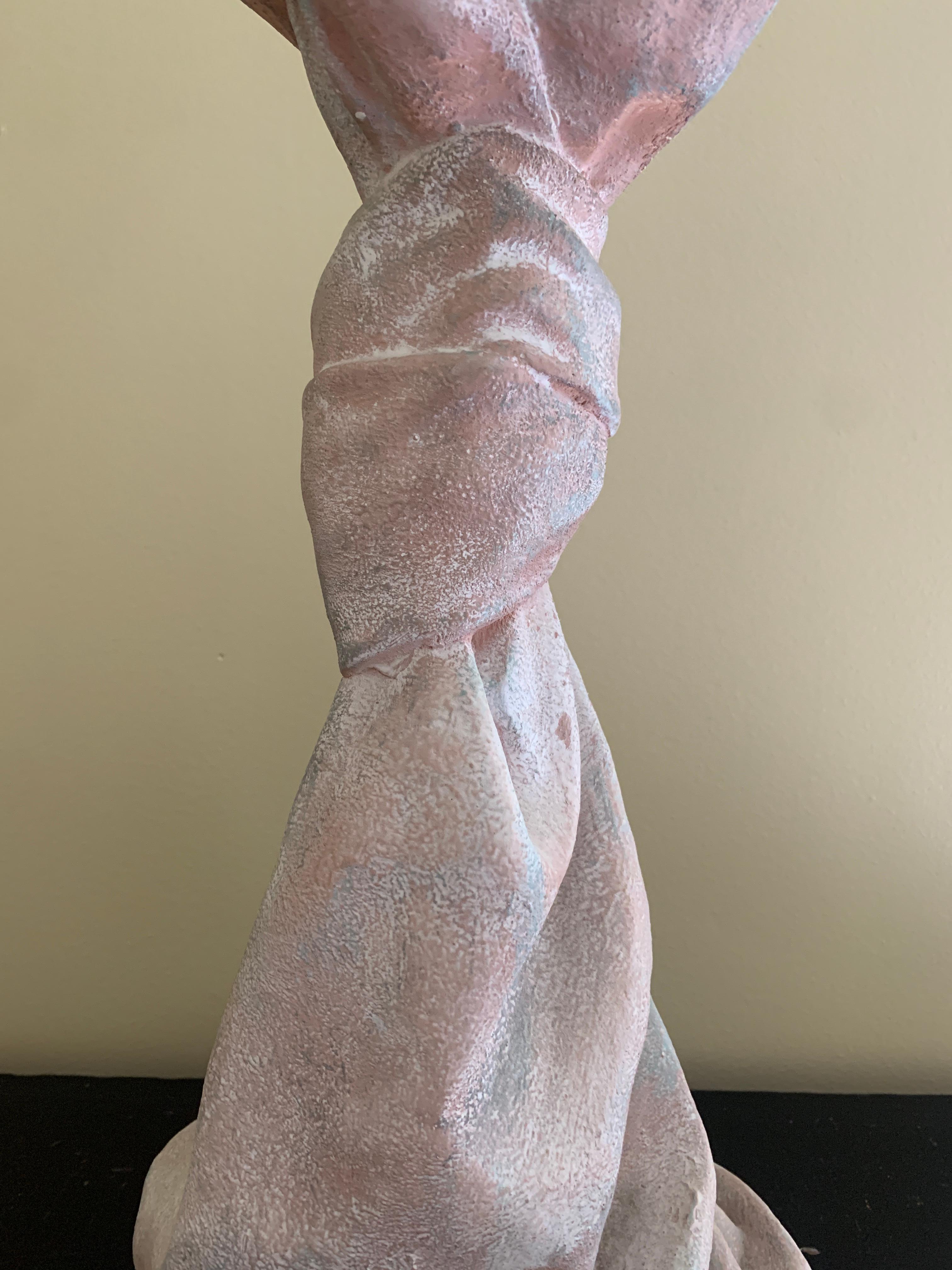 John Dickinson Style Trompe l'Oeil Knotted Draped Plaster Table Lamp For Sale 1
